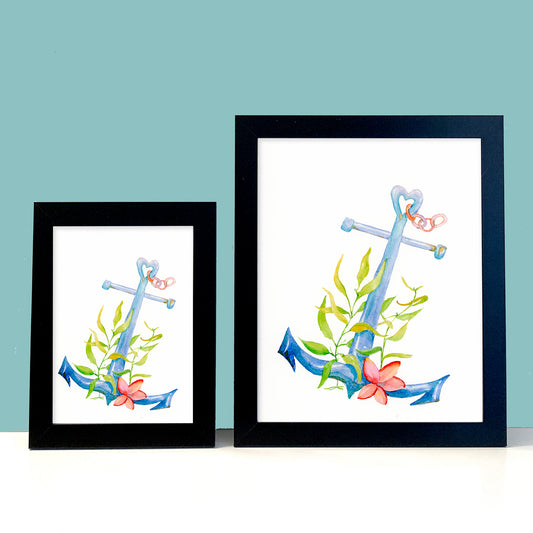 Anchor Original Painting Wall Art Print - Flamingo Shores - Original Art for Home Decor and Gifts
