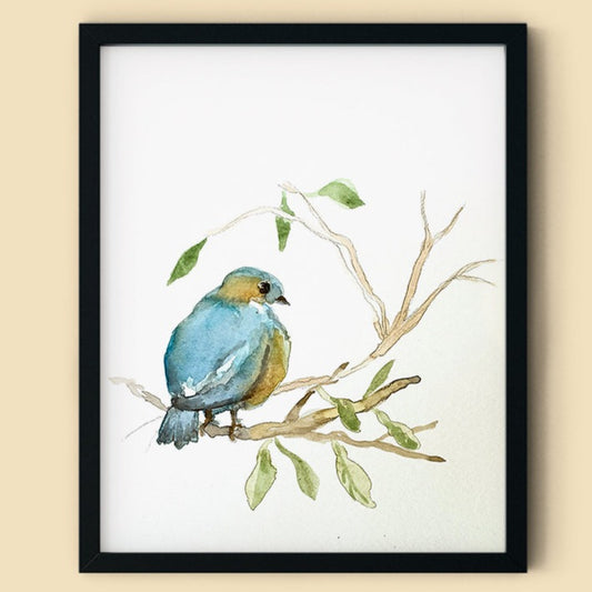 Bluebird Original Painting Wall Art Print - Flamingo Shores - Original Art for Home Decor and Gifts