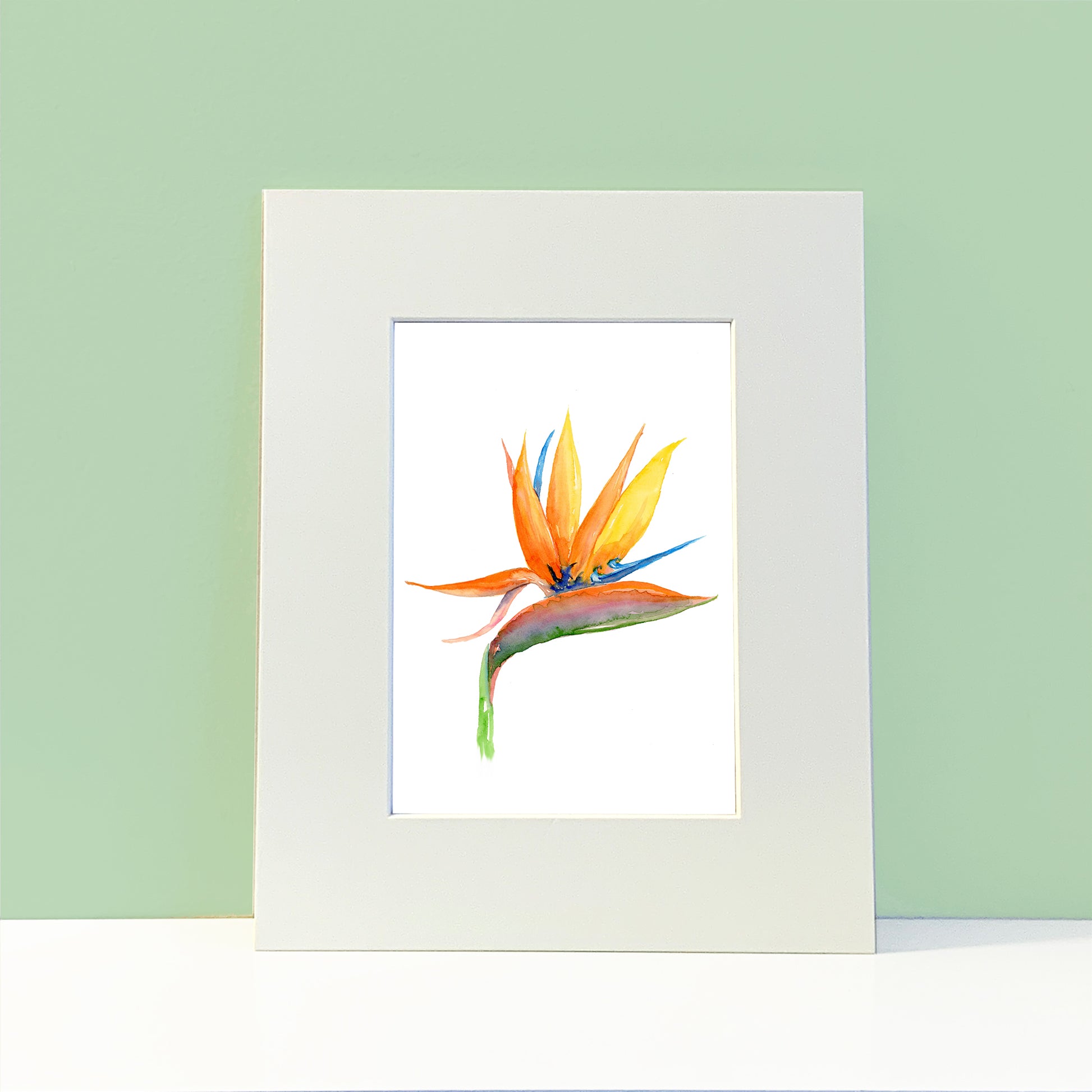 Tropical Flower Bird of Paradise Watercolor Wall Art. Home Decor. Nature Art. Bird Lover Gift. - Flamingo Shores - Original Art for Home Decor and Gifts