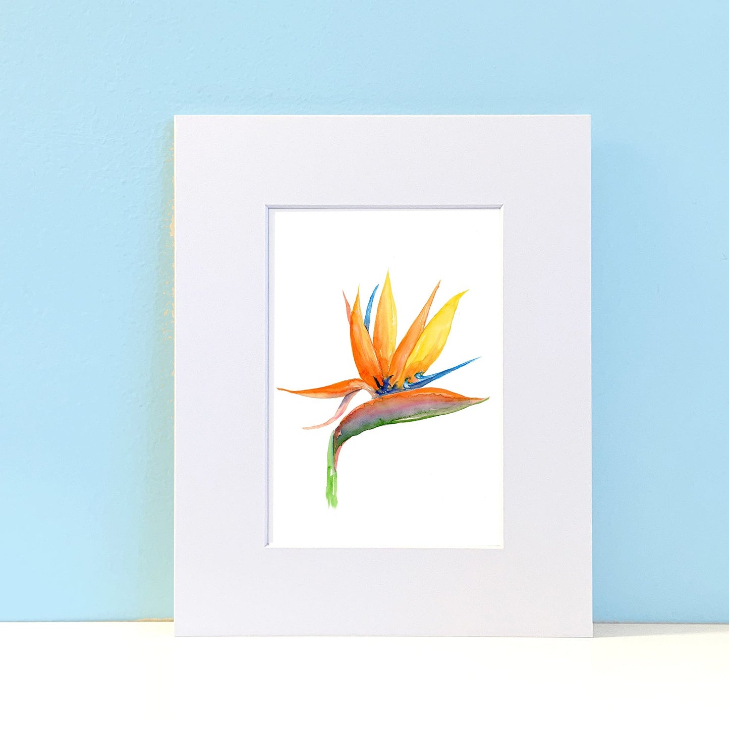 Tropical Flower Bird of Paradise Watercolor Wall Art. Home Decor. Nature Art. Bird Lover Gift. - Flamingo Shores - Original Art for Home Decor and Gifts
