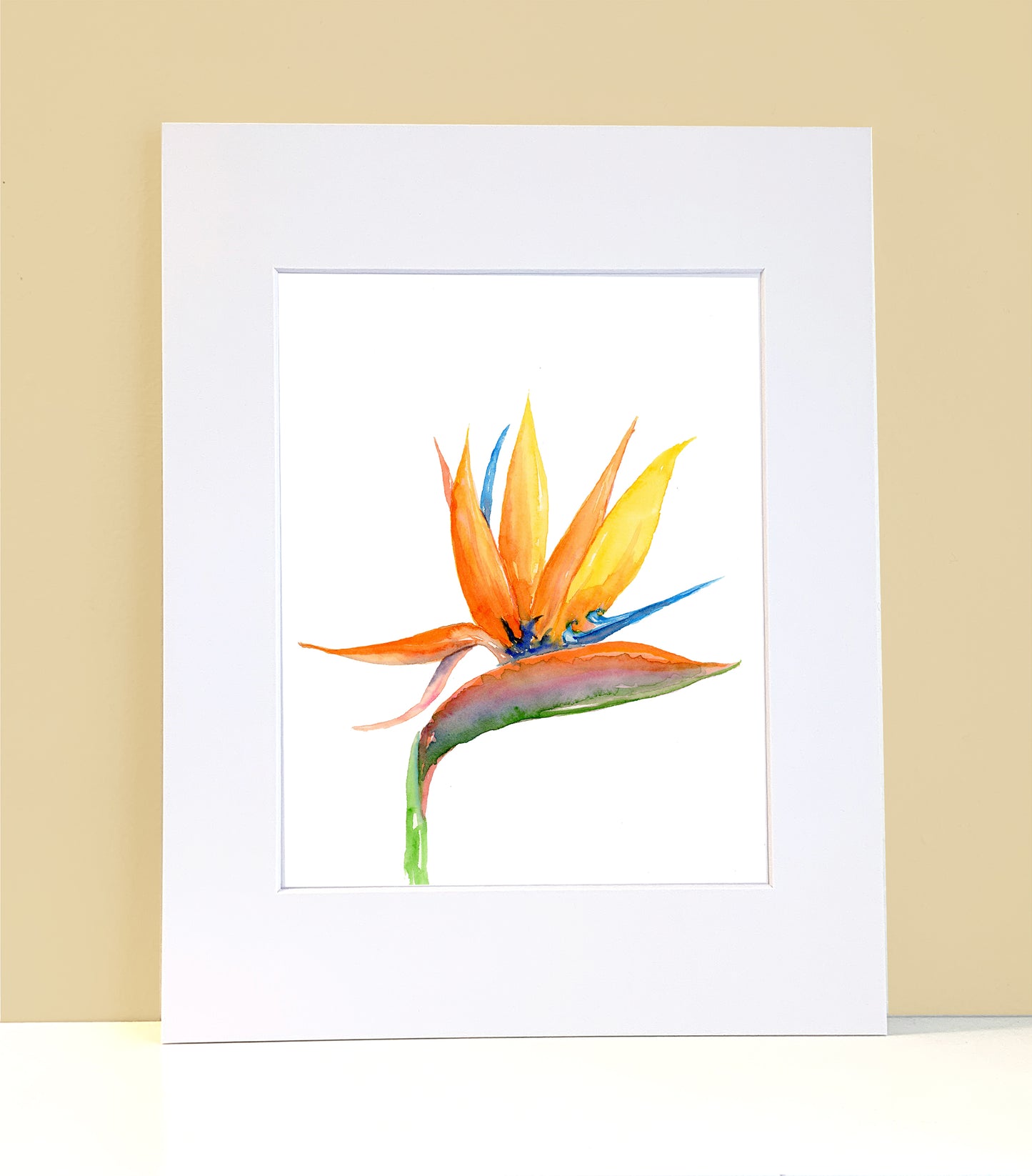 Tropical Flower Bird of Paradise Watercolor Wall Art. Home Decor. Nature Art. Bird Lover Gift. - Flamingo Shores - Original Art for Home Decor and Gifts