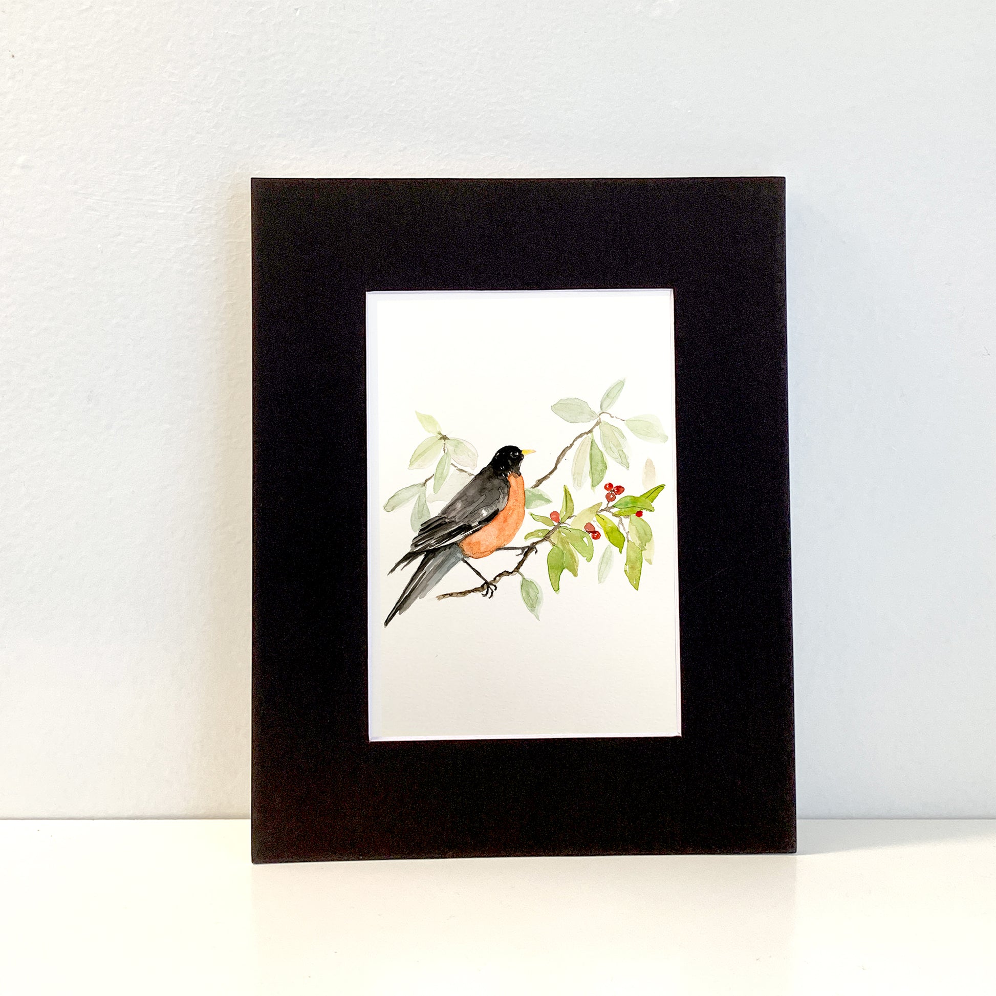 Robin Original Watercolor Painting as a 5x7 or 8x10 Print - Flamingo Shores - Original Art for Home Decor and Gifts