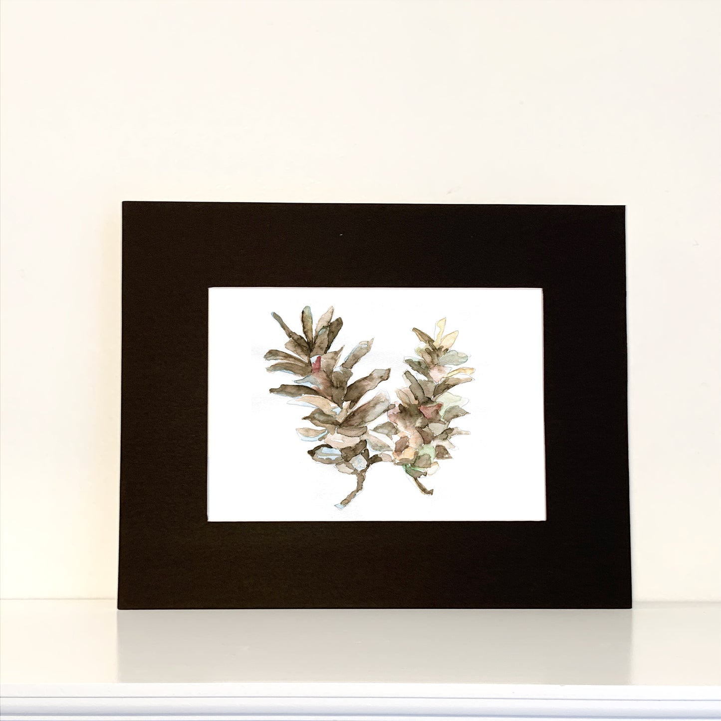Pine Cone Watercolor Print Art - Flamingo Shores - Original Art for Home Decor and Gifts