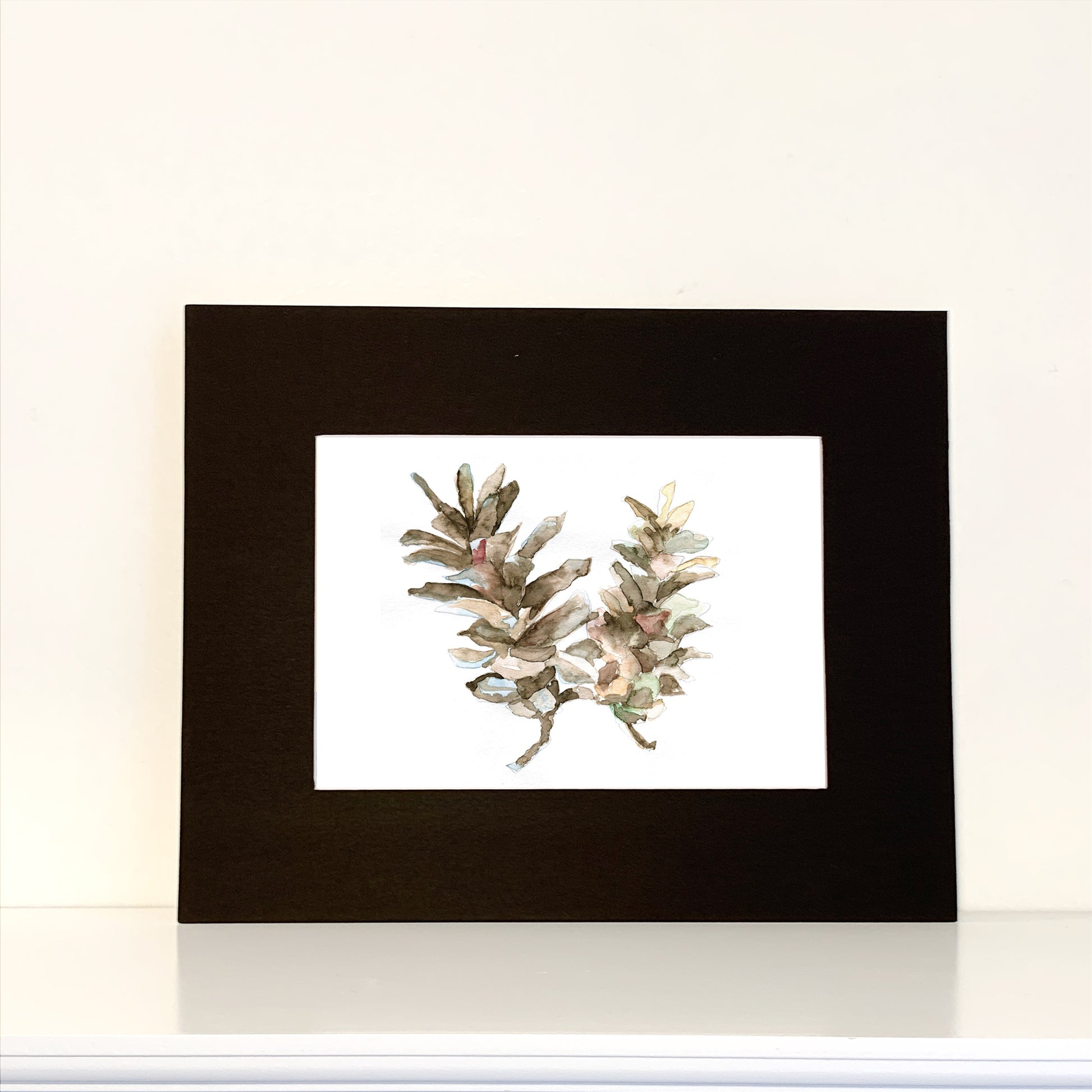 Pine Cone Watercolor Print Art - Flamingo Shores - Original Art for Home Decor and Gifts