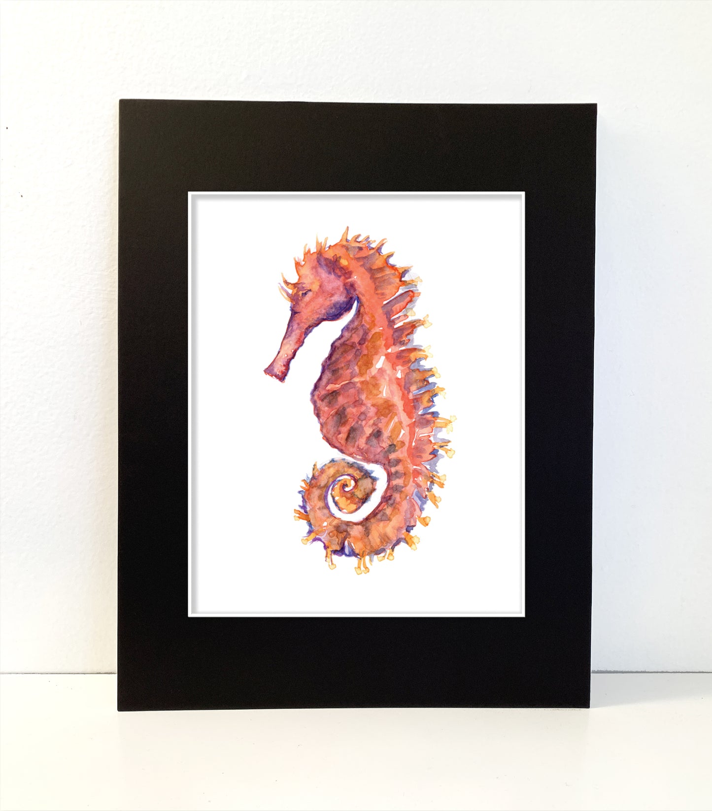 Coral Seahorse Watercolor Print Art - Flamingo Shores - Original Art for Home Decor and Gifts