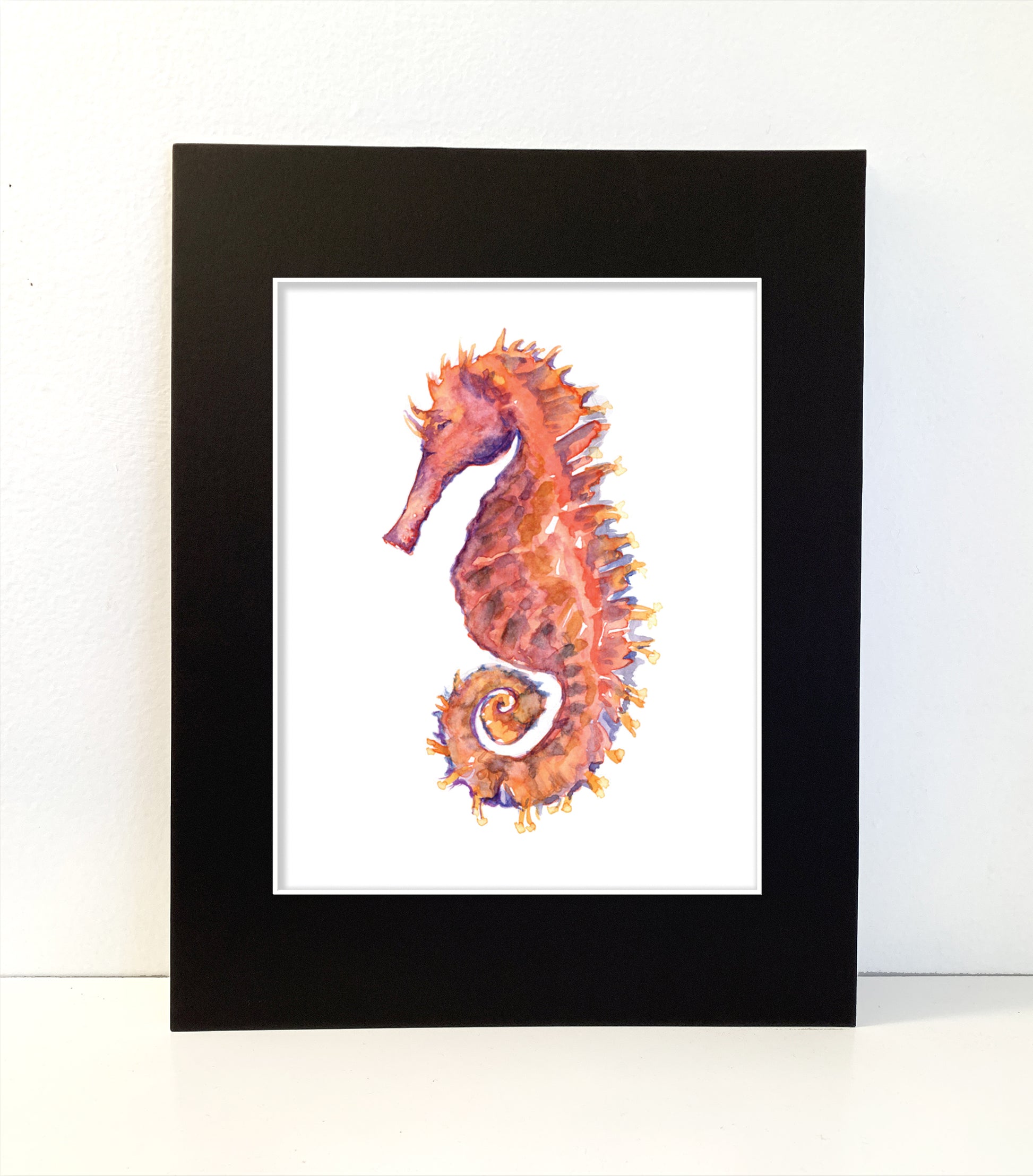 Coral Seahorse Watercolor Print Art - Flamingo Shores - Original Art for Home Decor and Gifts