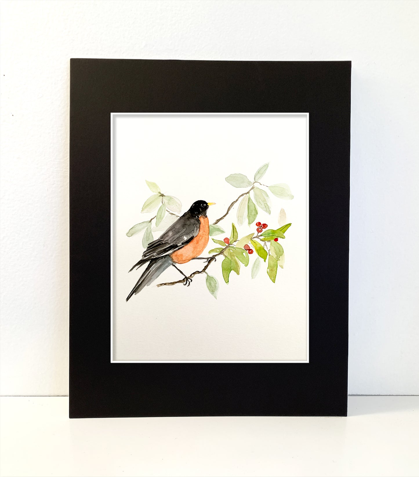Robin Original Watercolor Painting as a 5x7 or 8x10 Print - Flamingo Shores - Original Art for Home Decor and Gifts