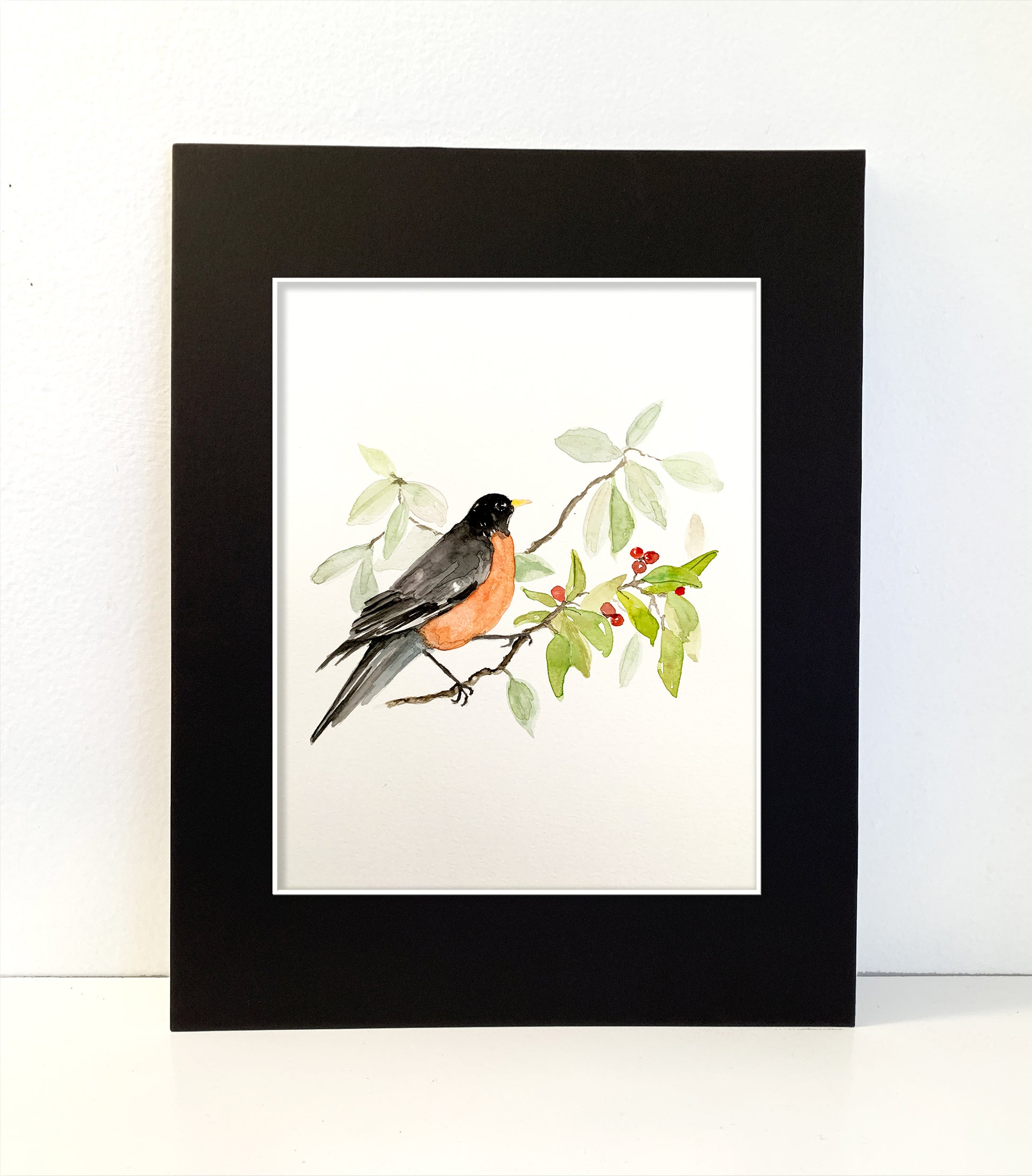 Robin Original Watercolor Painting as a 5x7 or 8x10 Print - Flamingo Shores - Original Art for Home Decor and Gifts