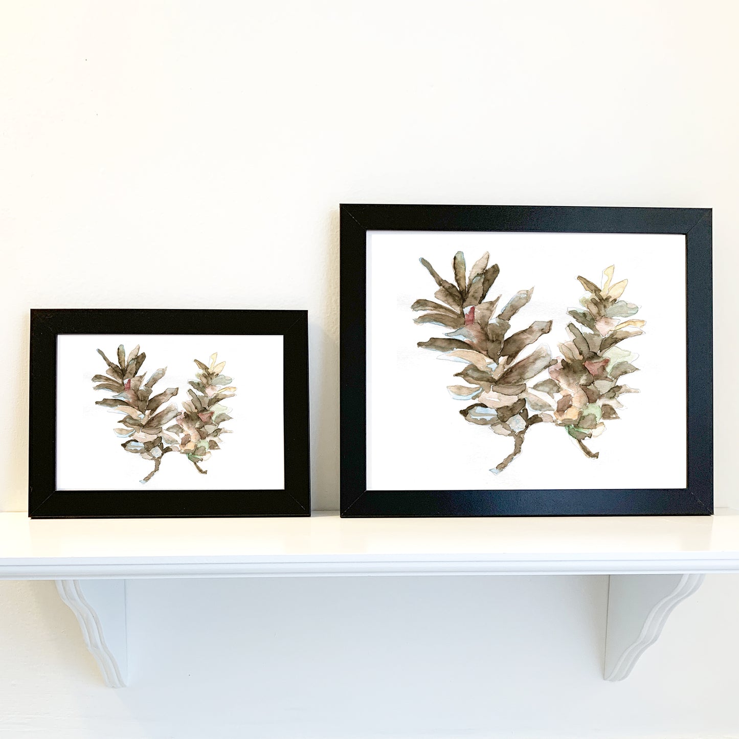 Pine Cone Watercolor Print Art - Flamingo Shores - Original Art for Home Decor and Gifts