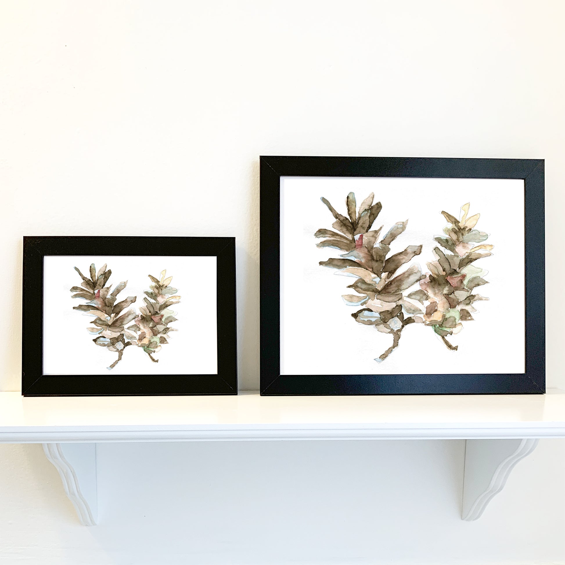 Pine Cone Watercolor Print Art - Flamingo Shores - Original Art for Home Decor and Gifts