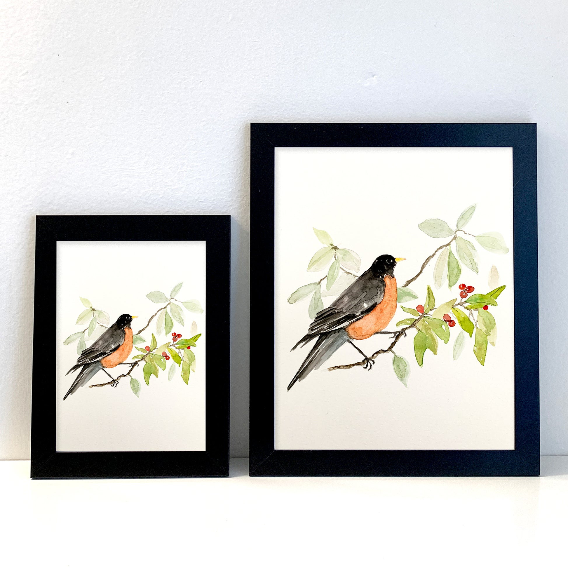Robin Original Watercolor Painting as a 5x7 or 8x10 Print - Flamingo Shores - Original Art for Home Decor and Gifts