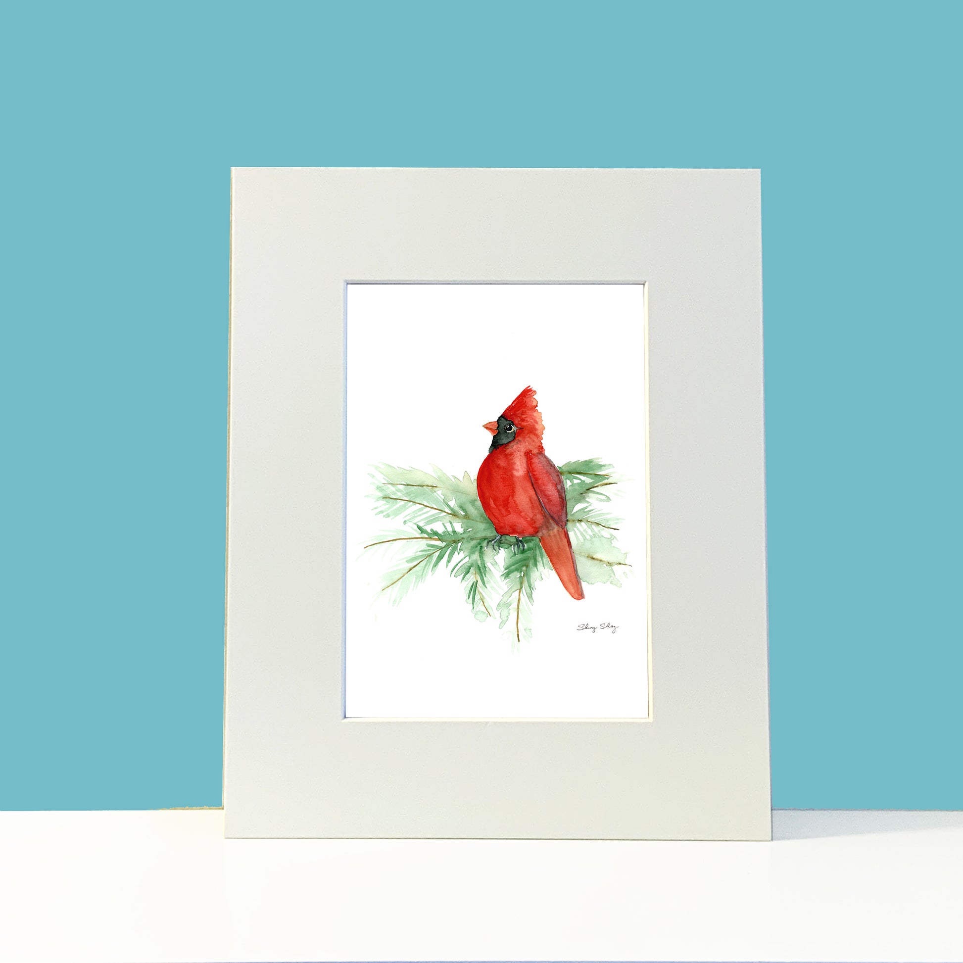 Red Cardinal Original Painting Wall Art Print - Flamingo Shores - Original Art for Home Decor and Gifts