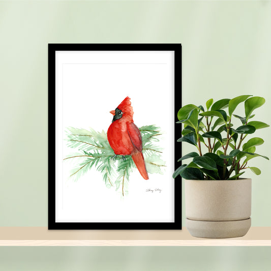 Red Cardinal Original Painting Wall Art Print - Flamingo Shores - Original Art for Home Decor and Gifts
