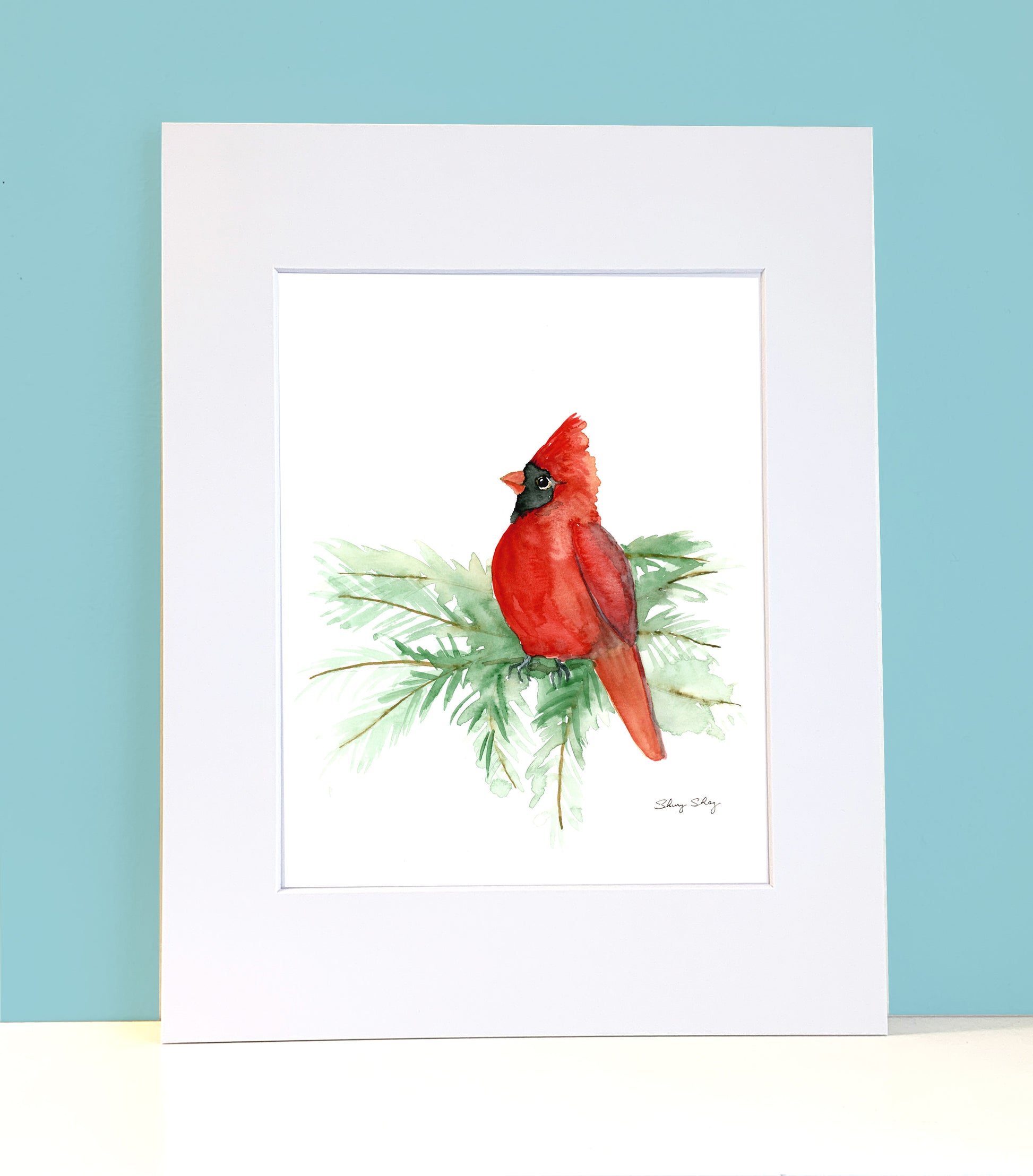 Red Cardinal Original Painting Wall Art Print - Flamingo Shores - Original Art for Home Decor and Gifts
