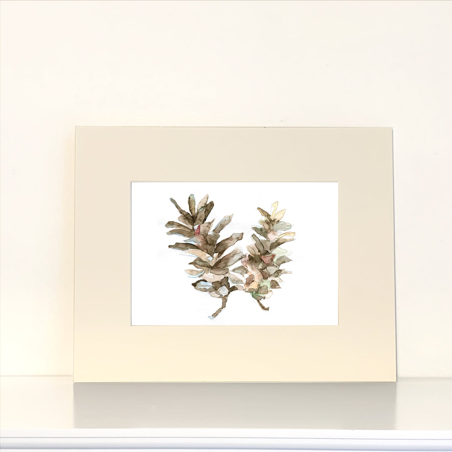 Pine Cone Watercolor Print Art - Flamingo Shores - Original Art for Home Decor and Gifts
