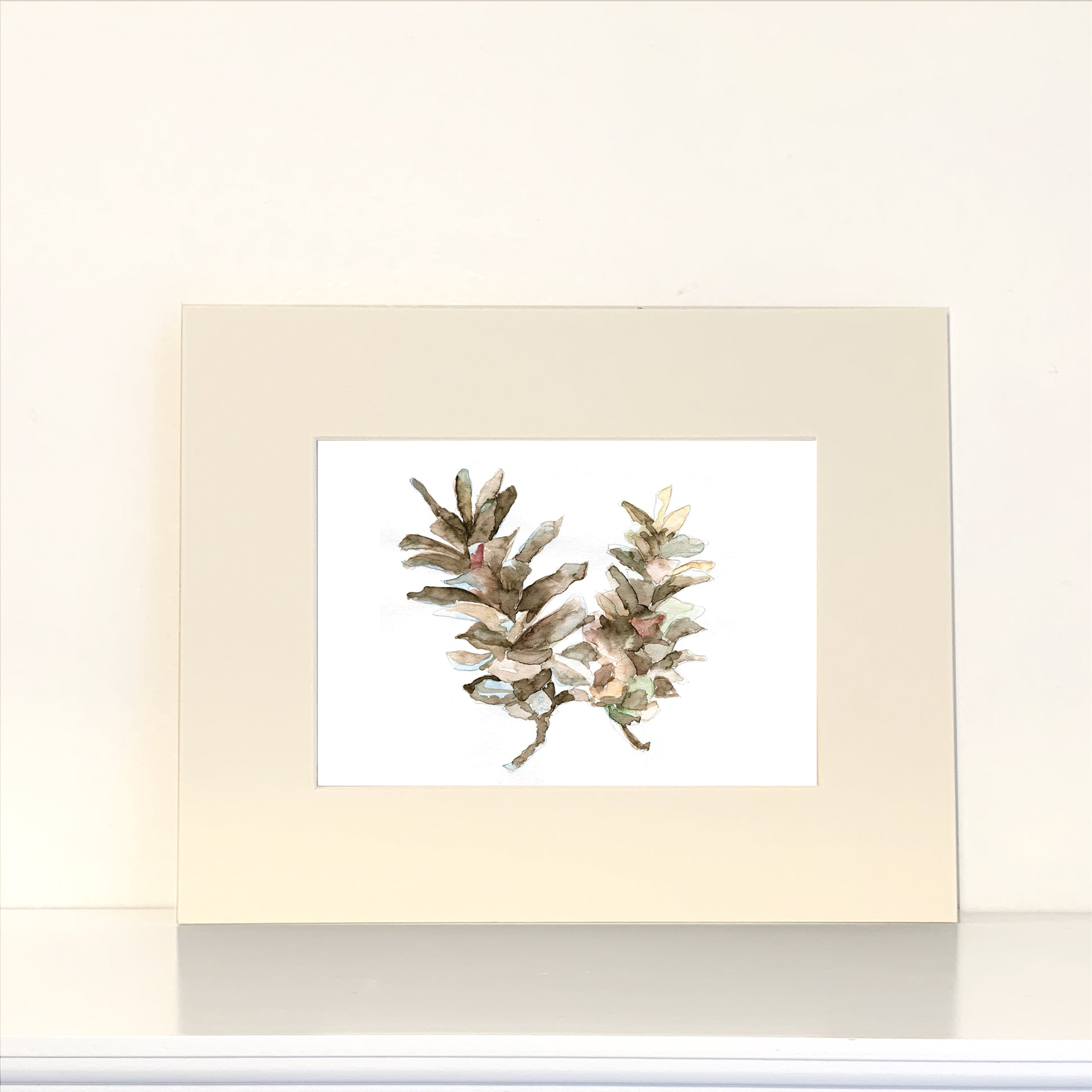 Pine Cone Watercolor Print Art - Flamingo Shores - Original Art for Home Decor and Gifts
