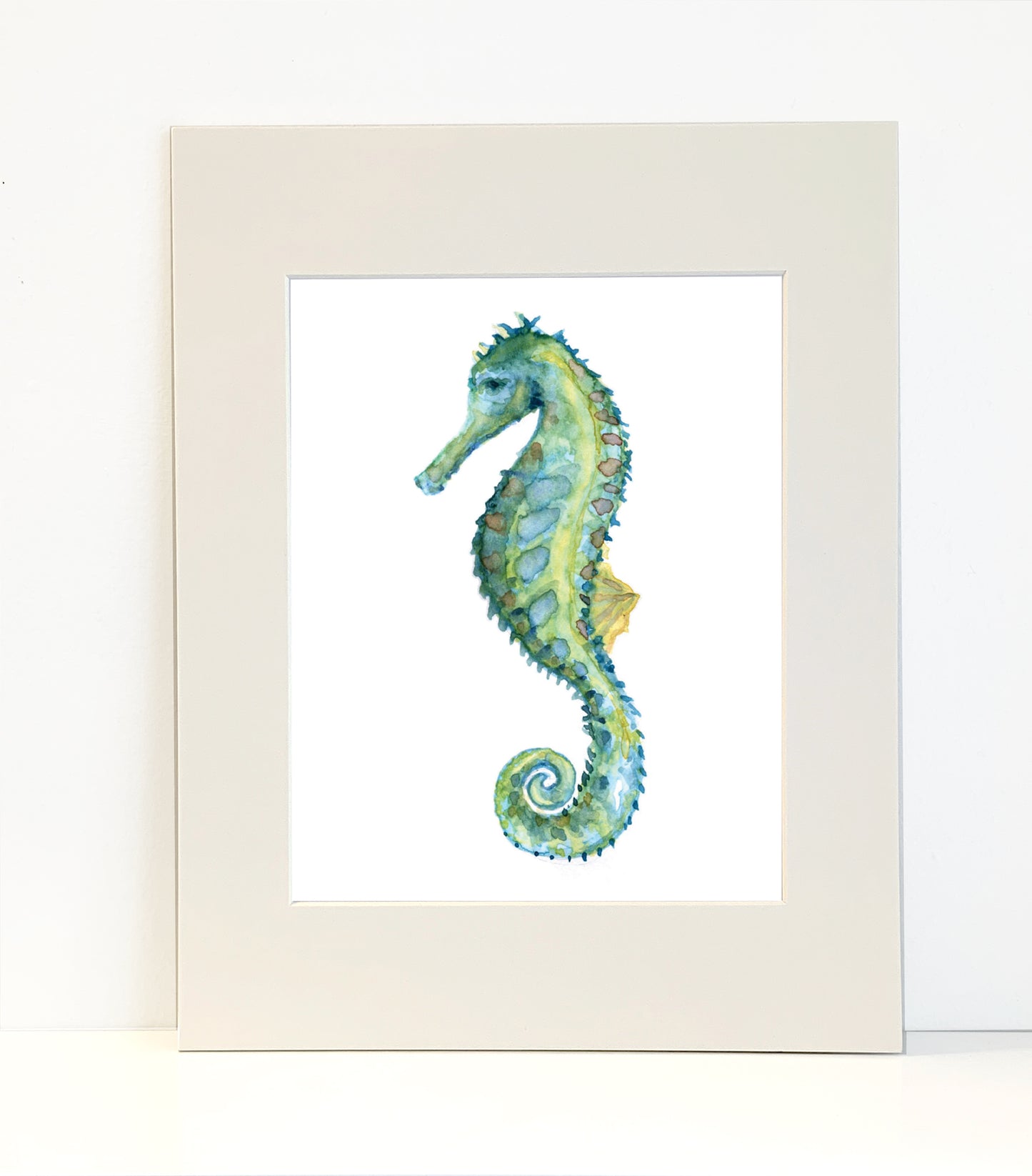 Blue Seahorse Watercolor Print Art - Flamingo Shores - Original Art for Home Decor and Gifts
