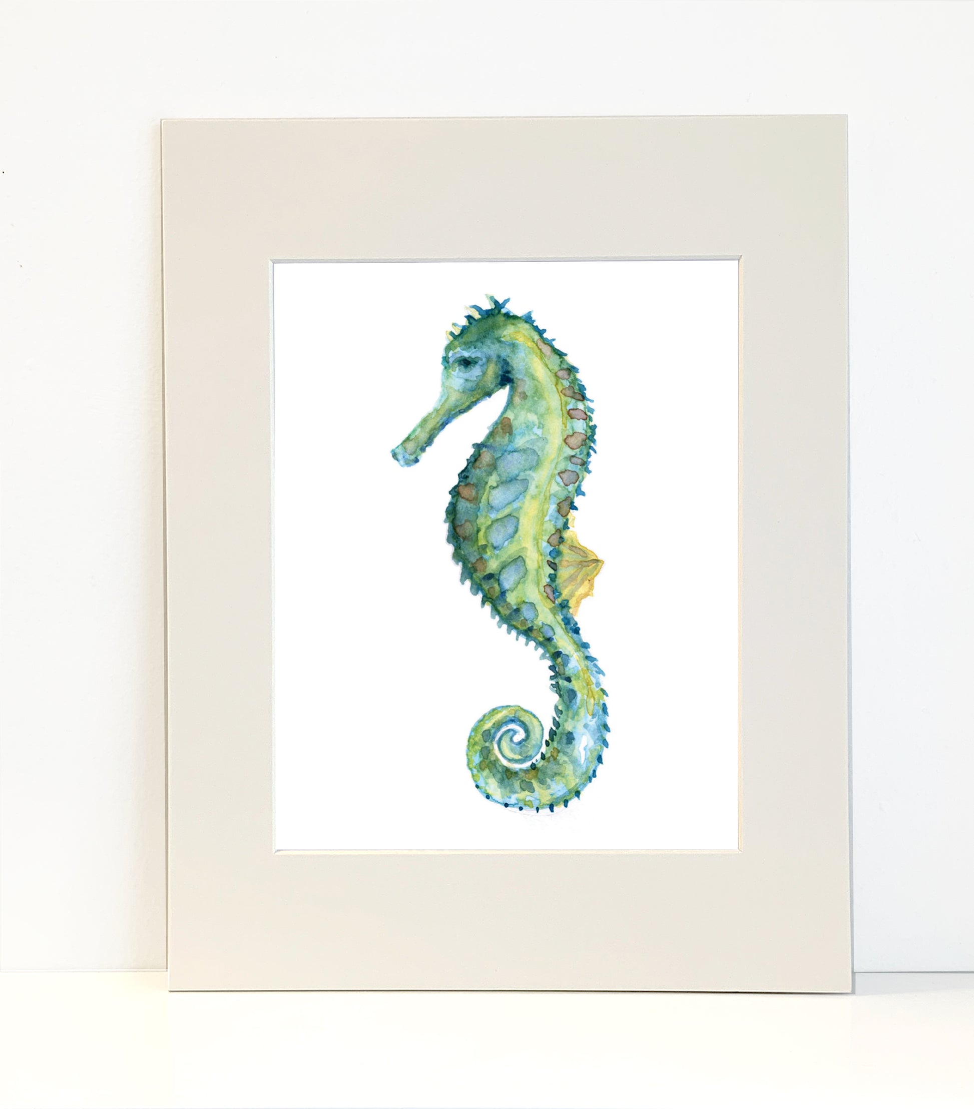Blue Seahorse Watercolor Print Art - Flamingo Shores - Original Art for Home Decor and Gifts