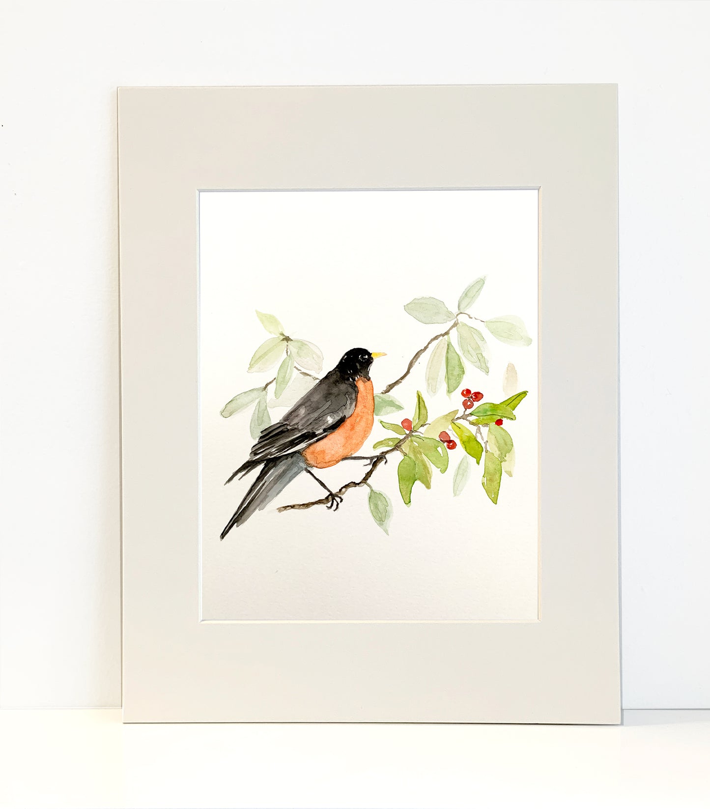 Robin Original Watercolor Painting as a 5x7 or 8x10 Print - Flamingo Shores - Original Art for Home Decor and Gifts