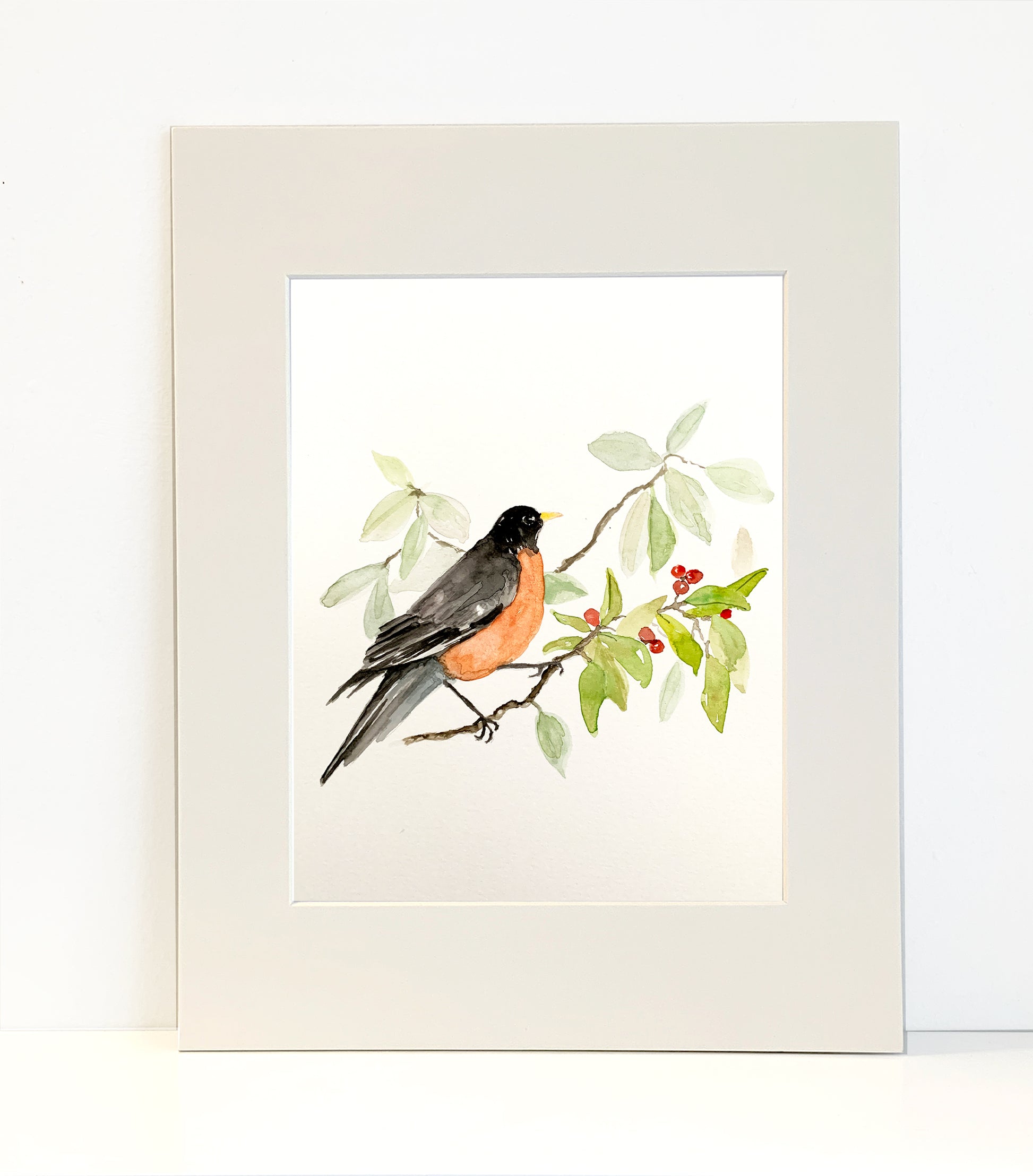 Robin Original Watercolor Painting as a 5x7 or 8x10 Print - Flamingo Shores - Original Art for Home Decor and Gifts