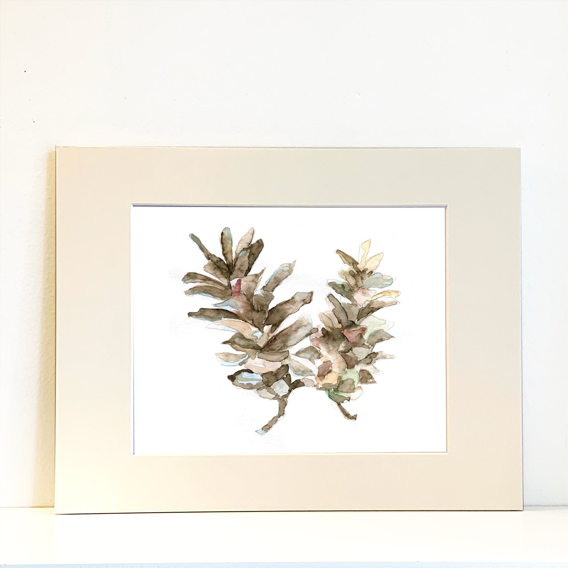 Pine Cone Watercolor Print Art - Flamingo Shores - Original Art for Home Decor and Gifts