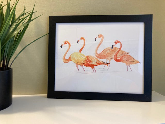 Flamingos Watercolor Print Art - Flamingo Shores - Original Art for Home Decor and Gifts