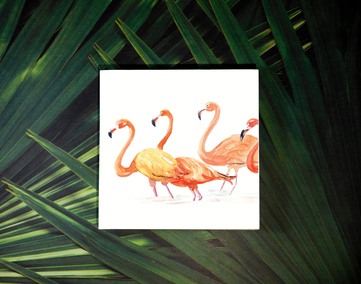 Watercolor Prints on 5 x 5 Wood Block - Flamingo Shores - Original Art for Home Decor and Gifts