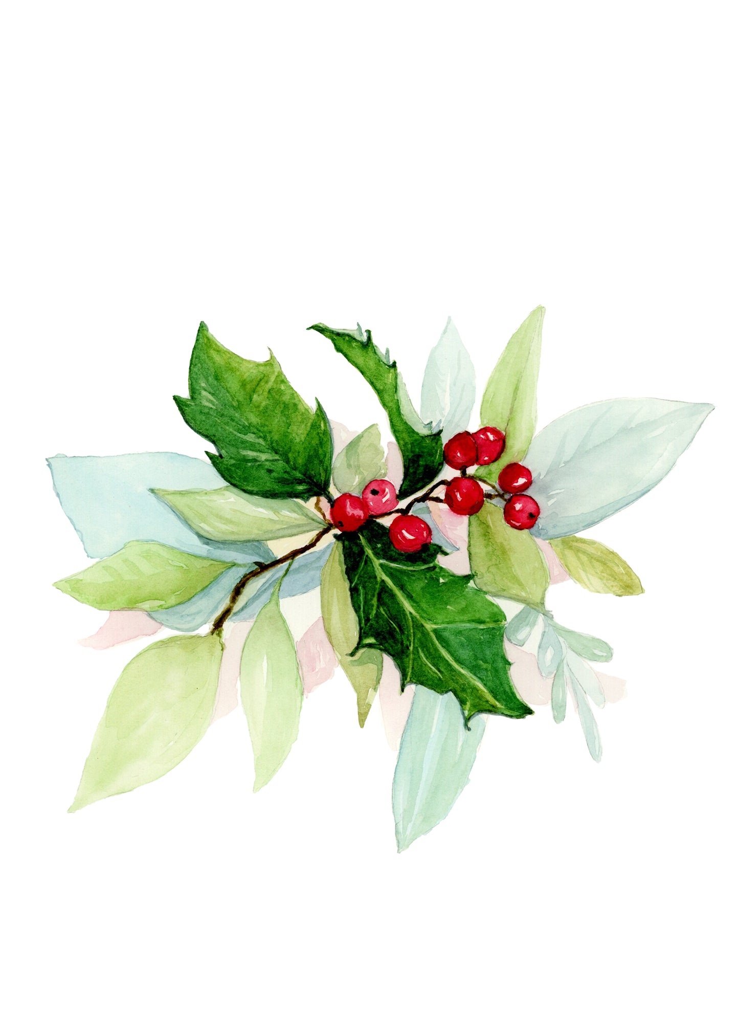 Holly Berries WHITE FRAME - Flamingo Shores - Original Art for Home Decor and Gifts