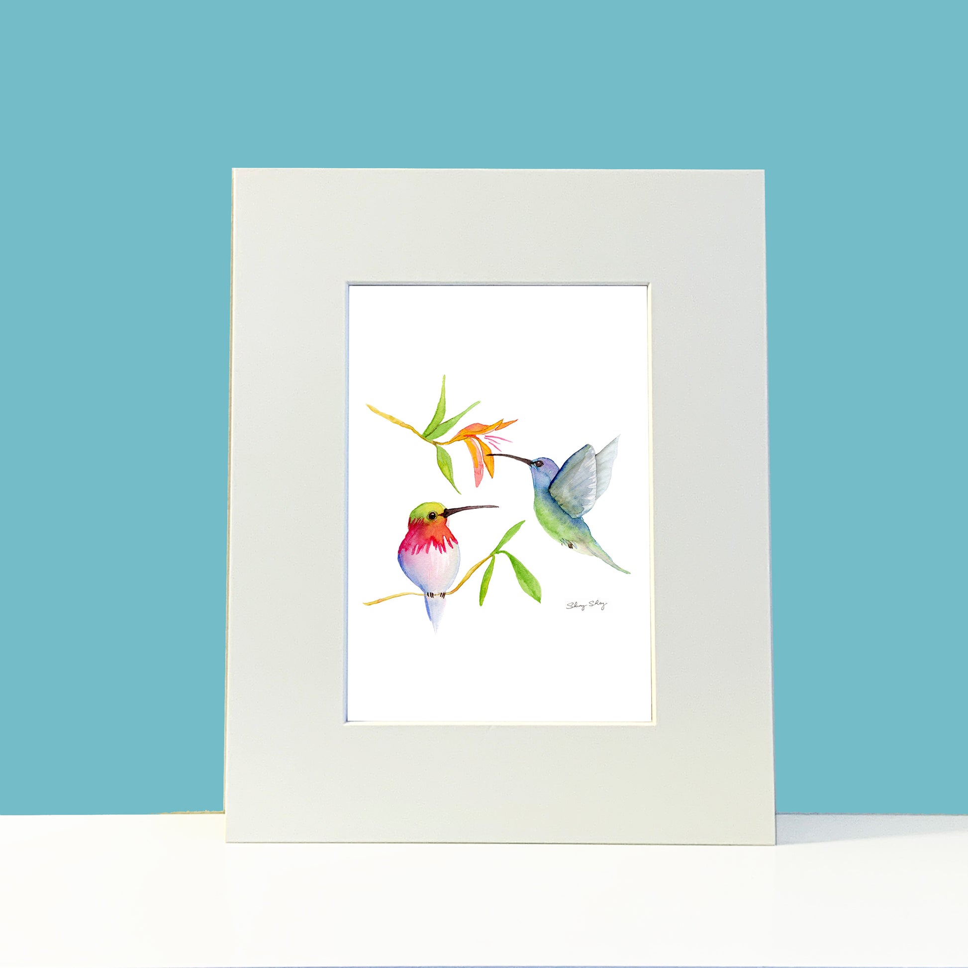 Hummingbirds Original Painting Wall Art Print - Flamingo Shores - Original Art for Home Decor and Gifts