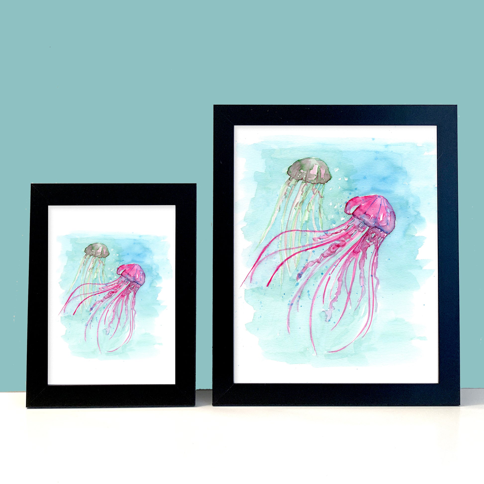 Jellyfish Group Watercolor Print Art - Flamingo Shores - Original Art for Home Decor and Gifts