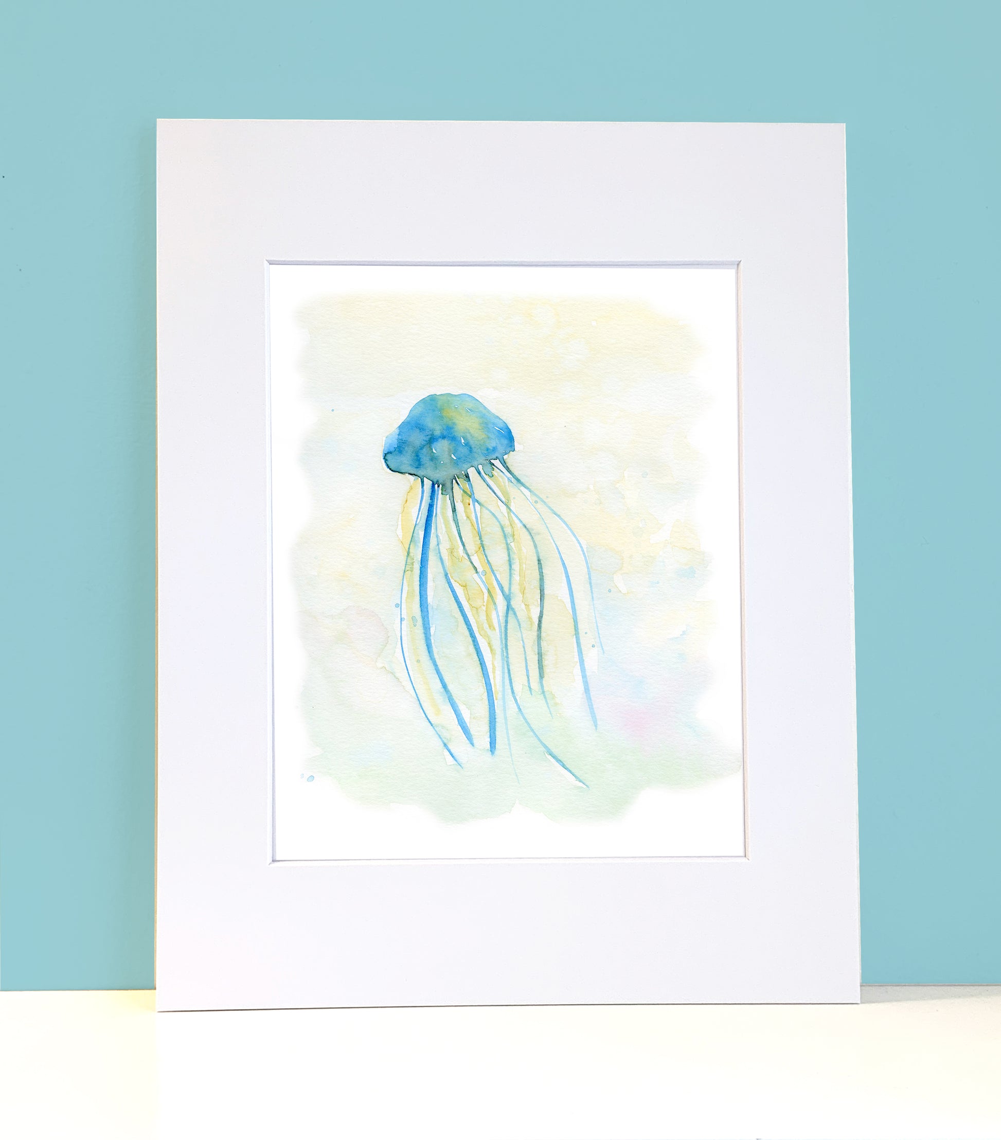 Jellyfish Watercolor Print Art - Flamingo Shores - Original Art for Home Decor and Gifts