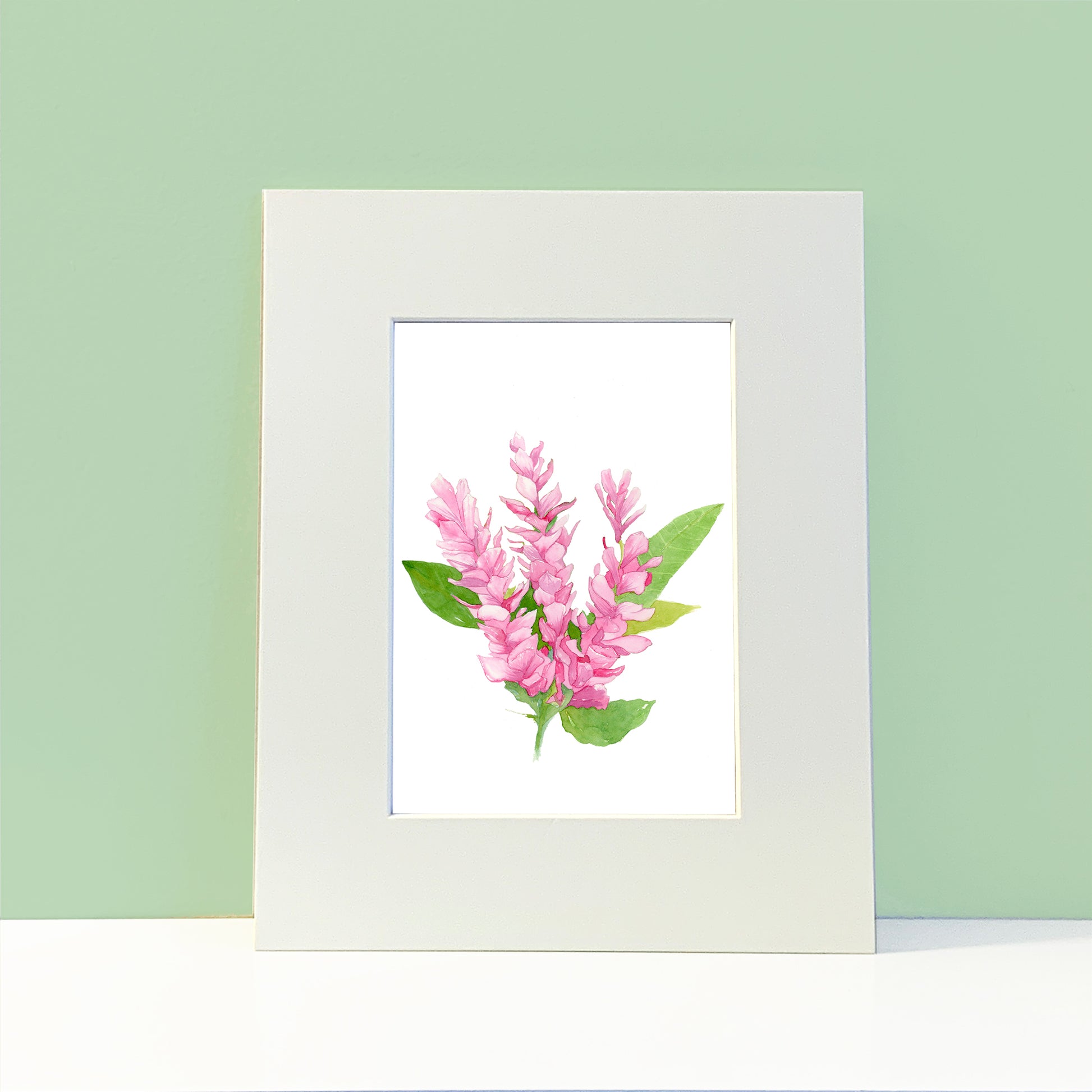 Hawaiian Pink Ginger Flower Painting. Tropical Beach Home Decor. Nature Art. - Flamingo Shores - Original Art for Home Decor and Gifts