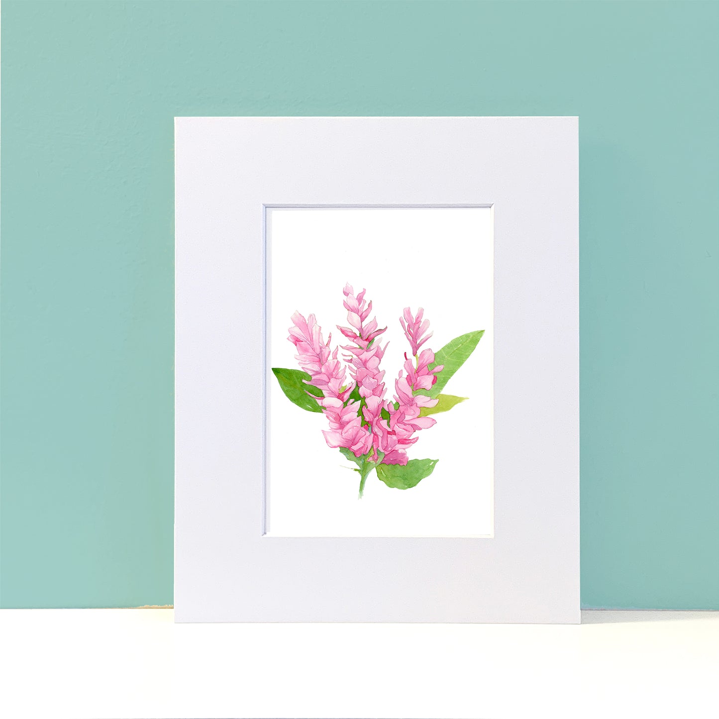 Hawaiian Pink Ginger Flower Painting. Tropical Beach Home Decor. Nature Art. - Flamingo Shores - Original Art for Home Decor and Gifts