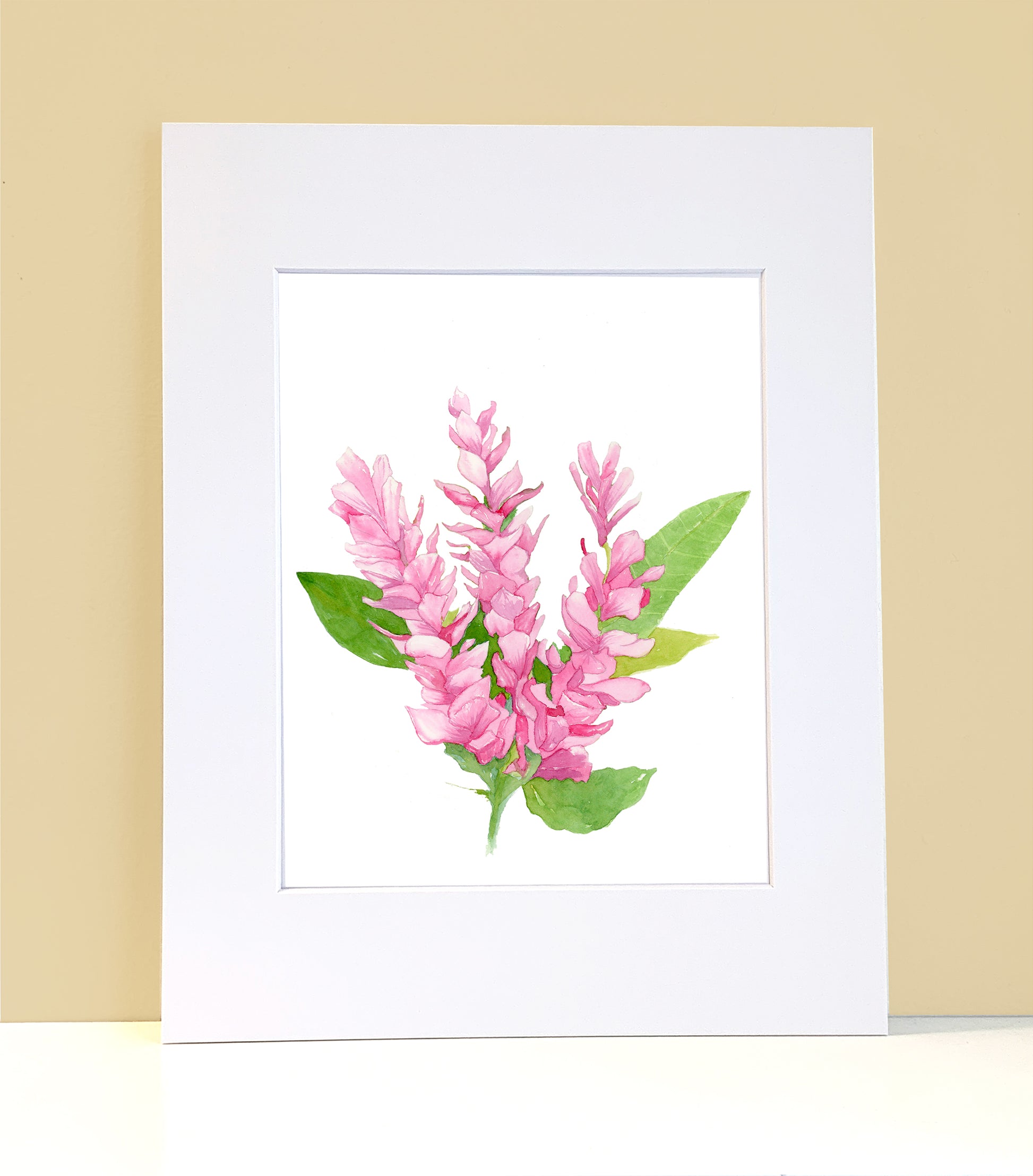 Hawaiian Pink Ginger Flower Painting. Tropical Beach Home Decor. Nature Art. - Flamingo Shores - Original Art for Home Decor and Gifts