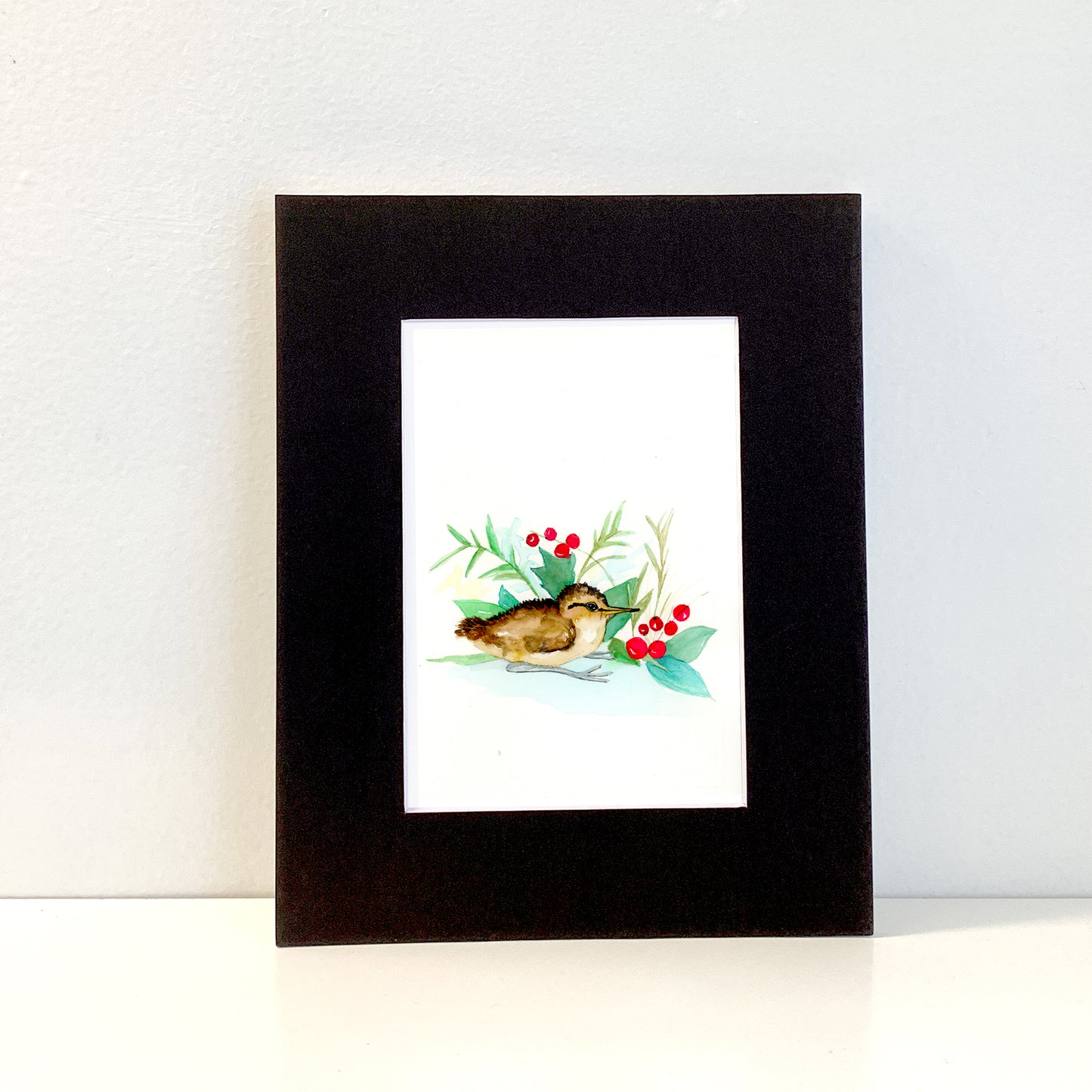 Sandpiper Bird with holly berries Painting - Flamingo Shores - Original Art for Home Decor and Gifts