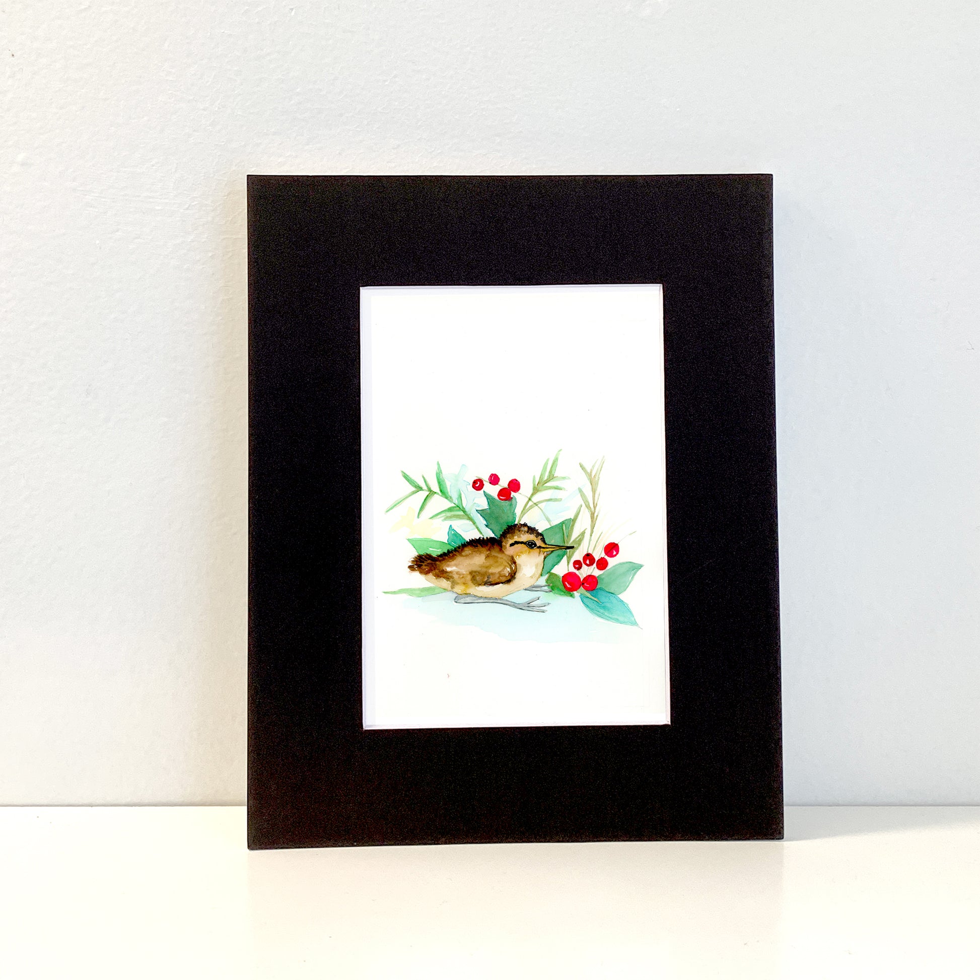 Sandpiper Bird with holly berries Painting - Flamingo Shores - Original Art for Home Decor and Gifts