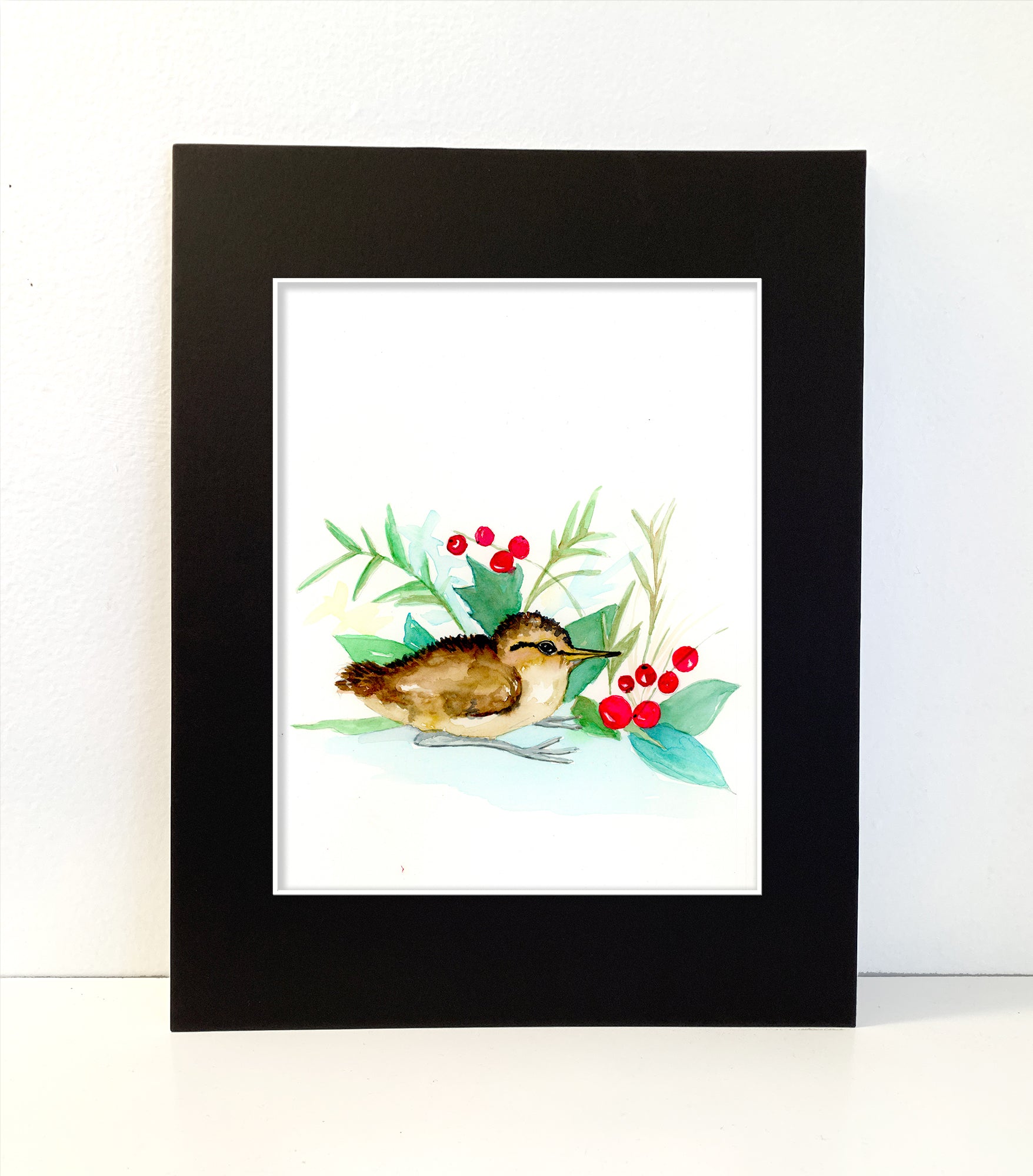 Sandpiper Bird with holly berries Painting - Flamingo Shores - Original Art for Home Decor and Gifts