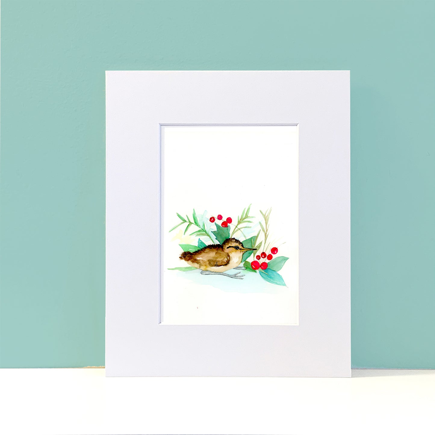 Sandpiper Bird with holly berries Painting - Flamingo Shores - Original Art for Home Decor and Gifts