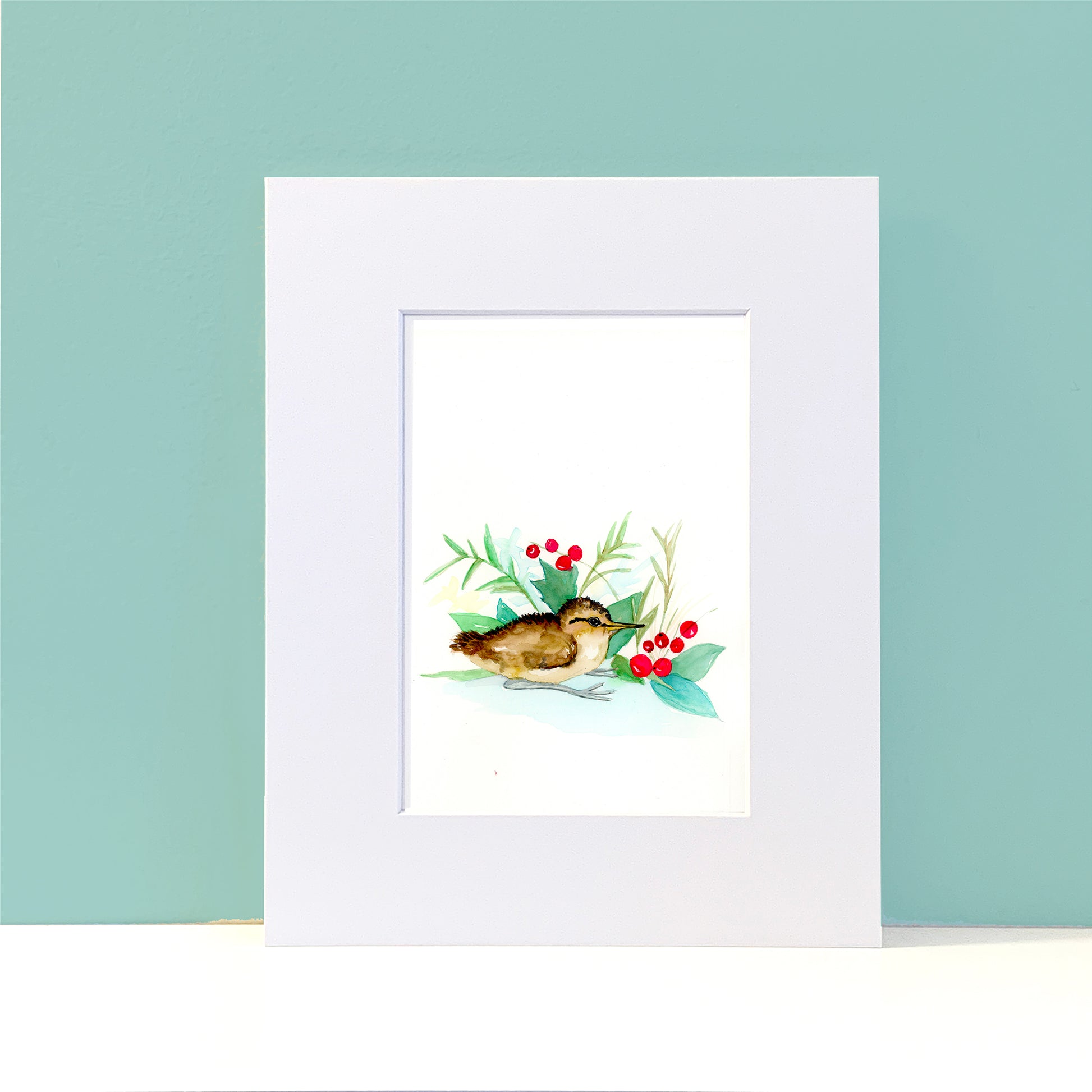 Sandpiper Bird with holly berries Painting - Flamingo Shores - Original Art for Home Decor and Gifts