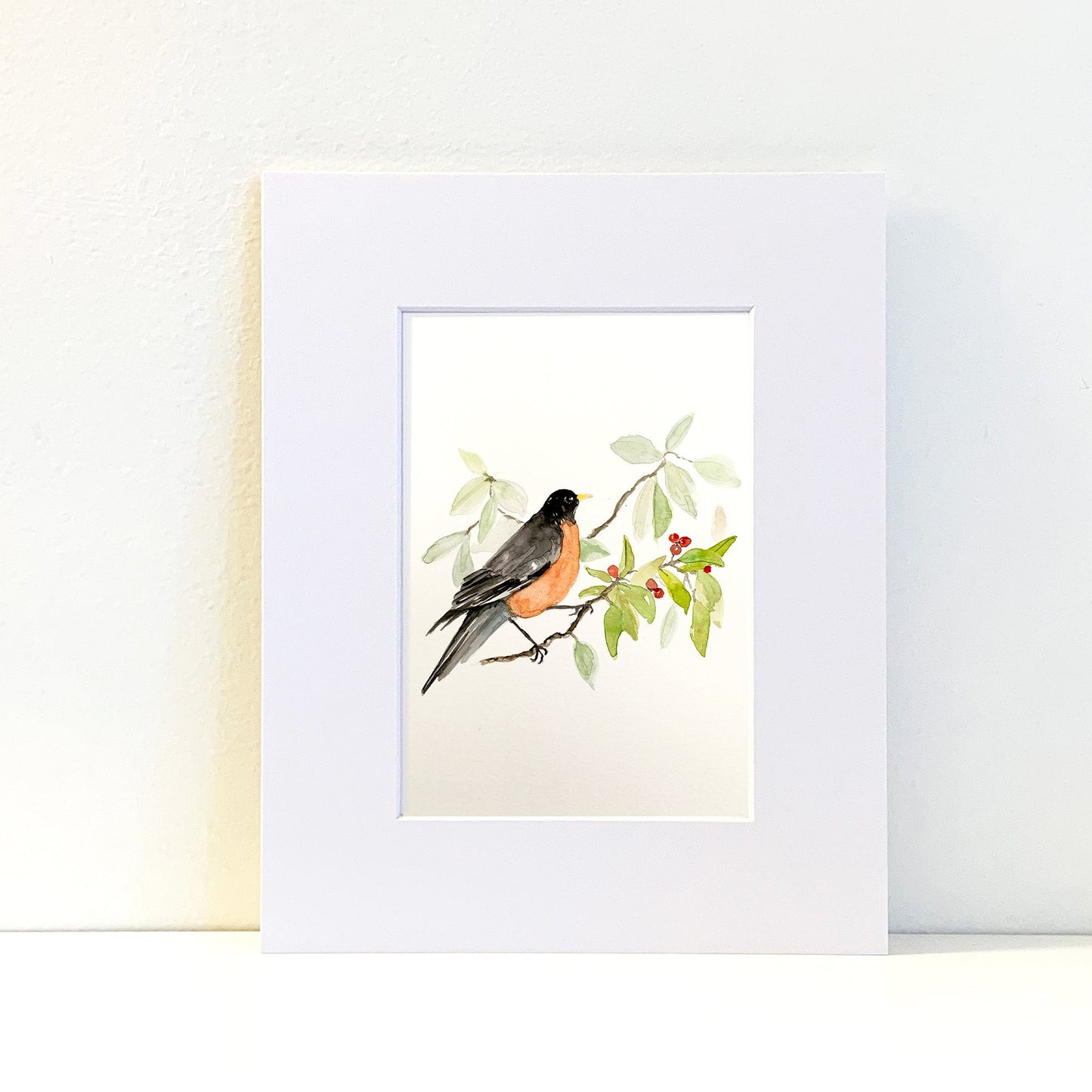 Robin Original Watercolor Painting as a 5x7 or 8x10 Print - Flamingo Shores - Original Art for Home Decor and Gifts