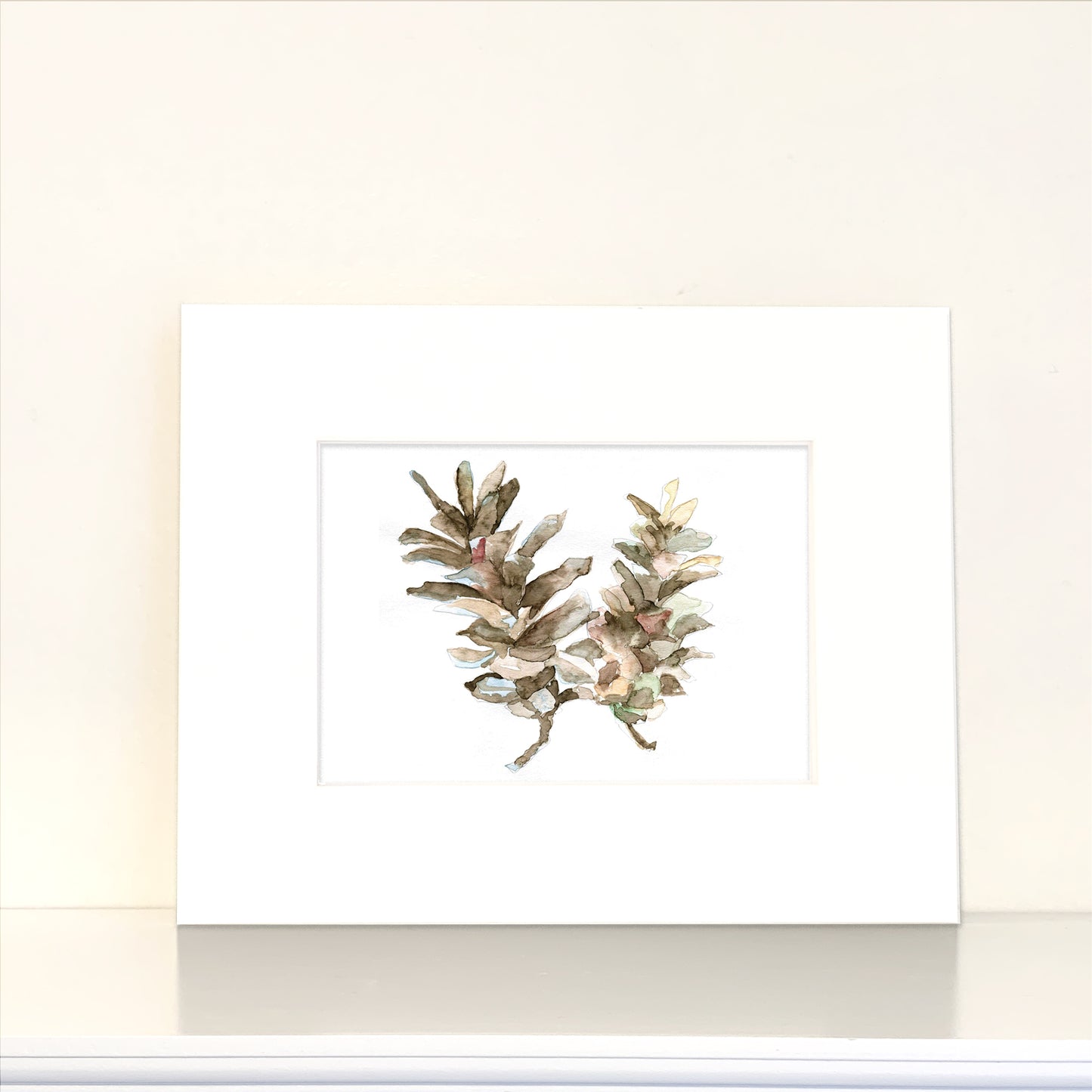 Pine Cone Watercolor Print Art - Flamingo Shores - Original Art for Home Decor and Gifts