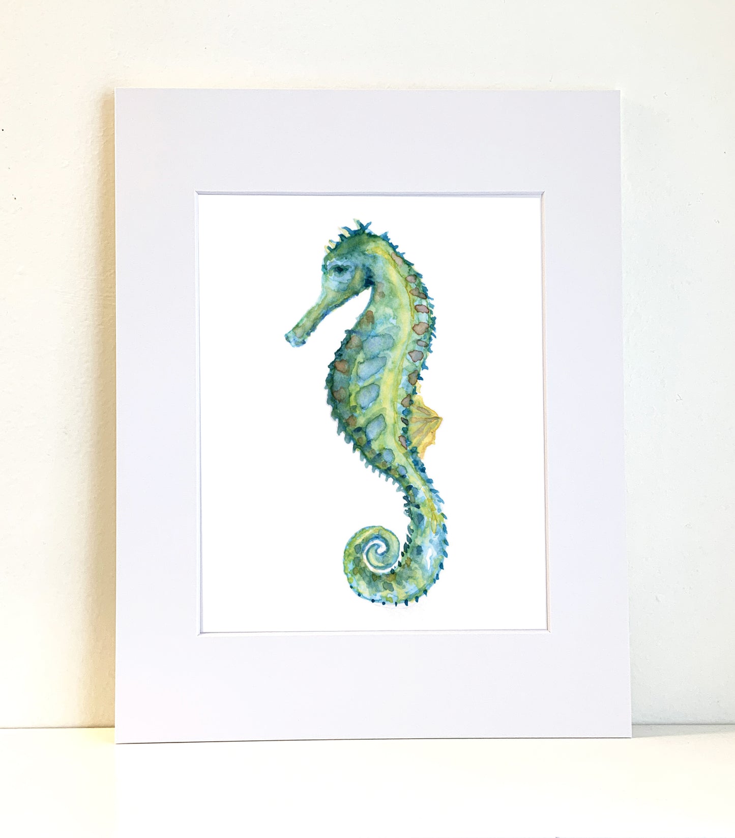 Blue Seahorse Watercolor Print Art - Flamingo Shores - Original Art for Home Decor and Gifts