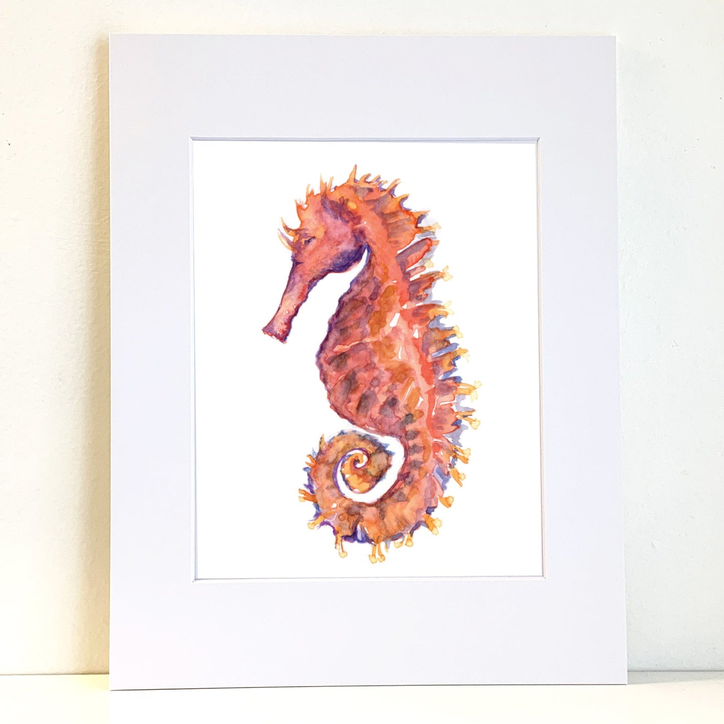 Coral Seahorse Watercolor Print Art - Flamingo Shores - Original Art for Home Decor and Gifts
