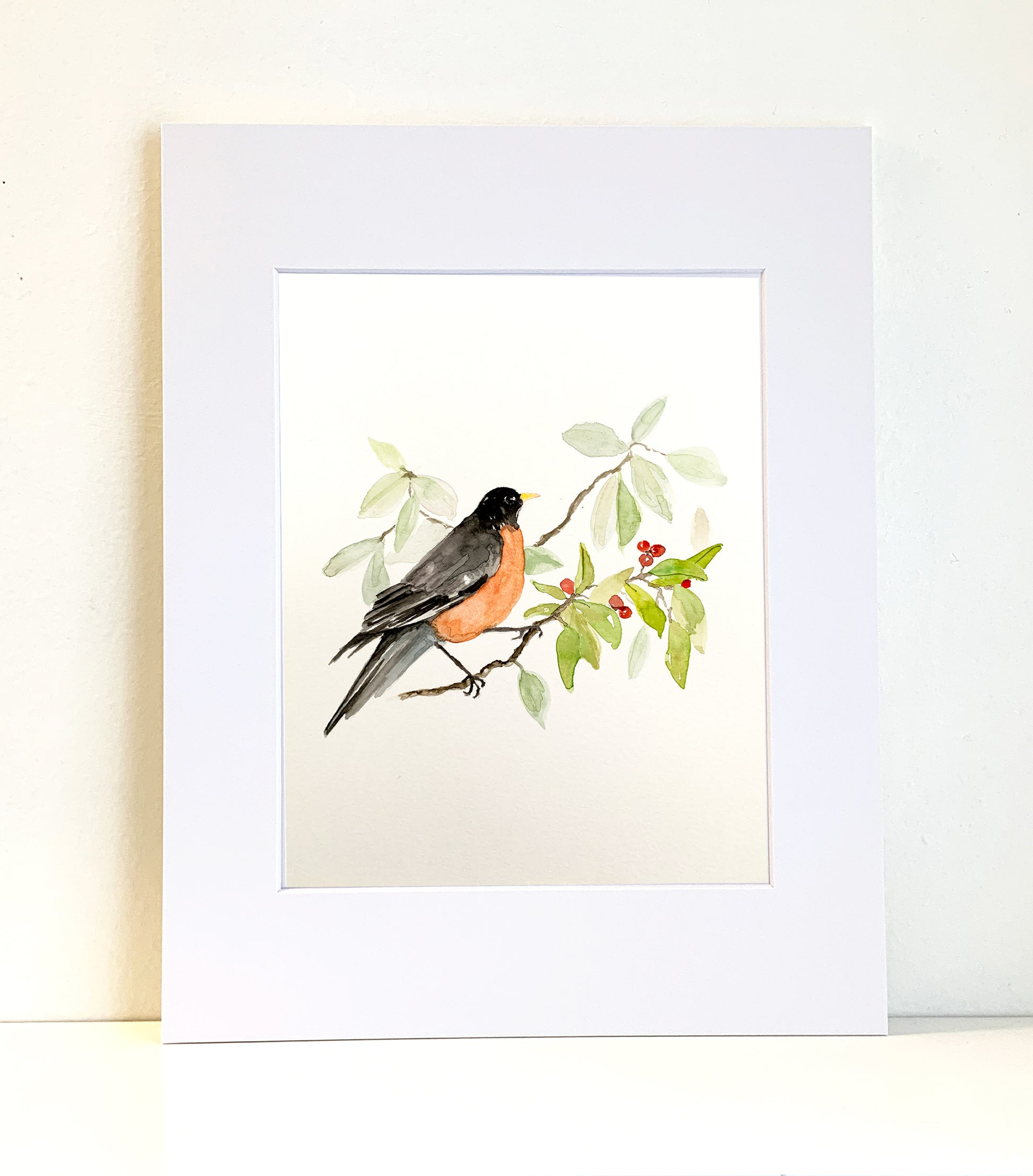 Robin Original Watercolor Painting as a 5x7 or 8x10 Print - Flamingo Shores - Original Art for Home Decor and Gifts