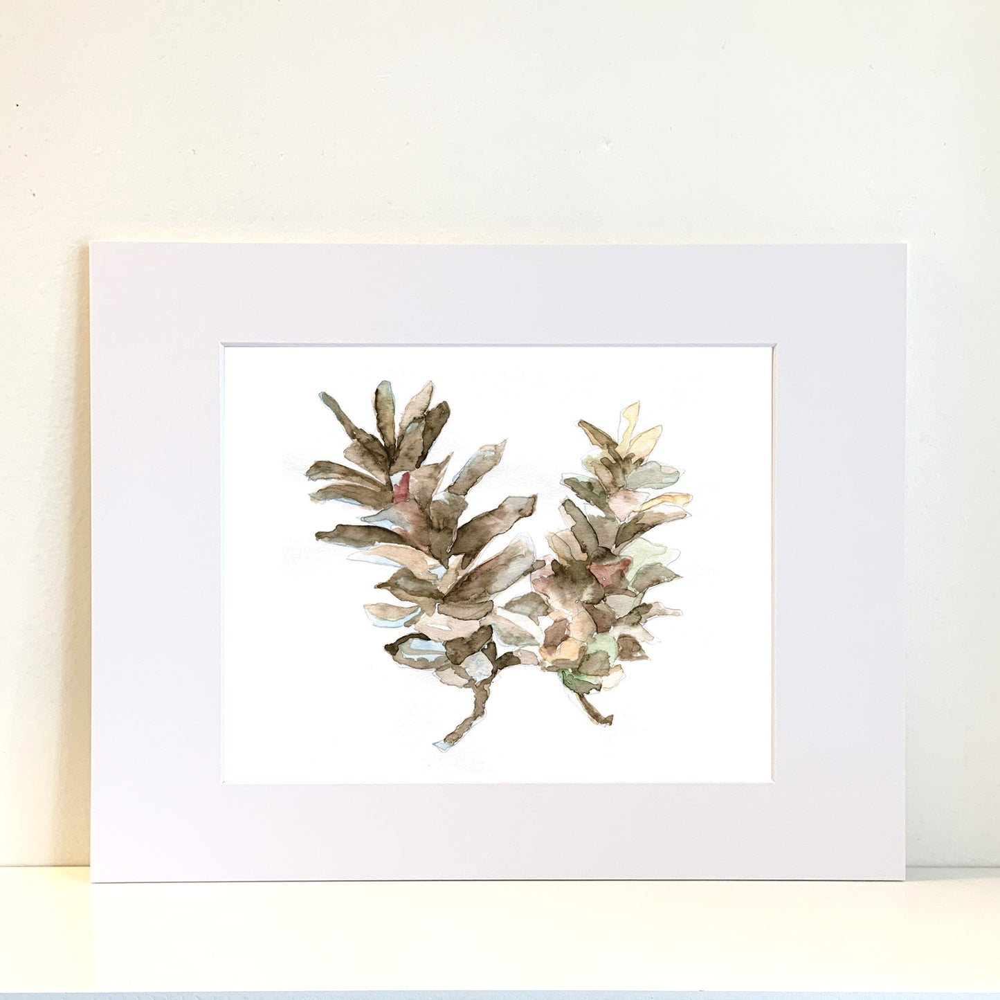 Pine Cone Watercolor Print Art - Flamingo Shores - Original Art for Home Decor and Gifts
