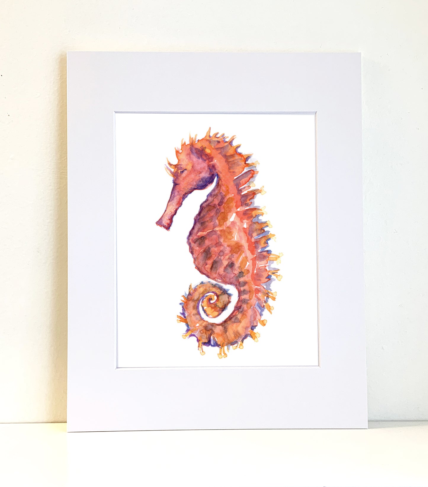 Coral Seahorse Watercolor Print Art - Flamingo Shores - Original Art for Home Decor and Gifts