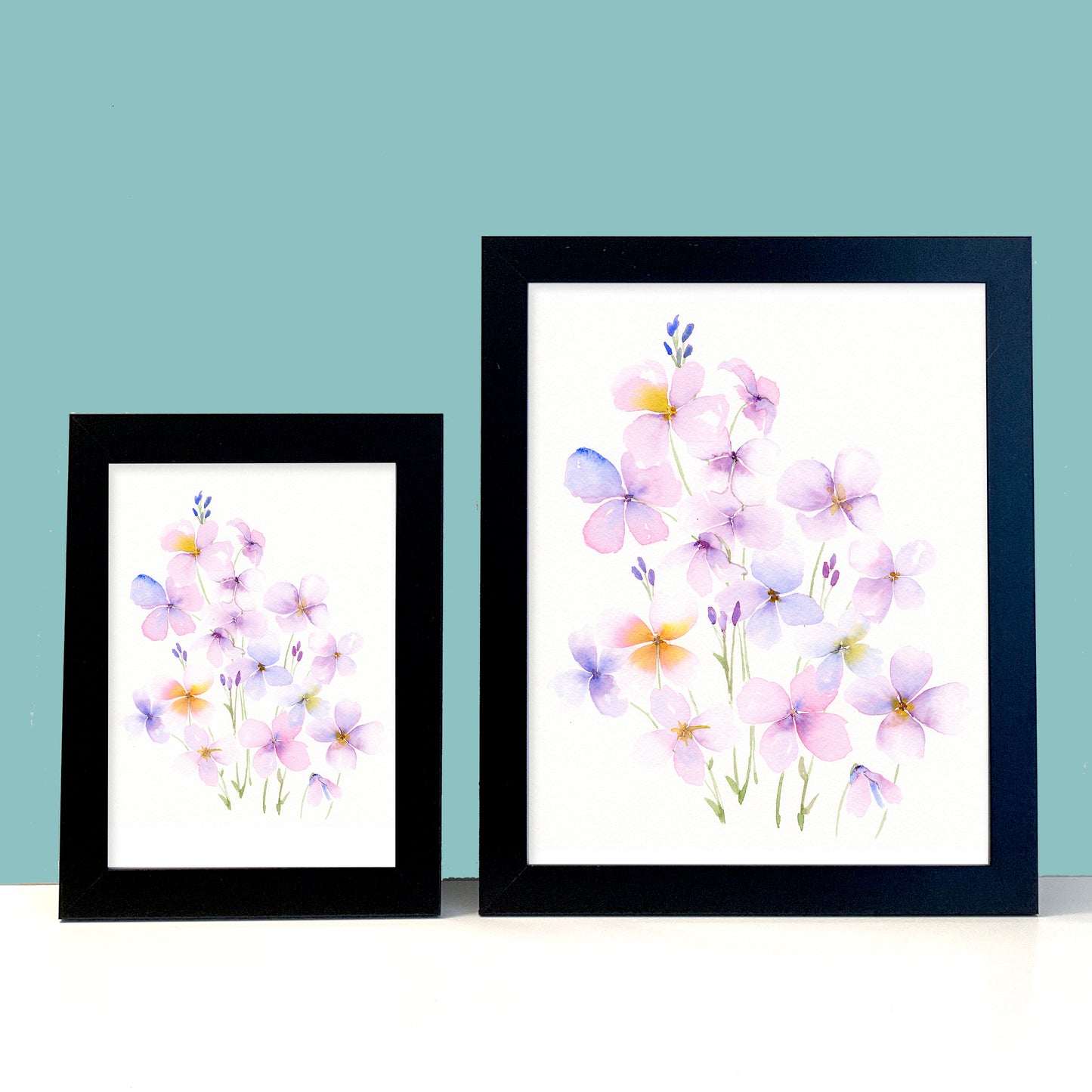 Pink and Purple Wildflower Watercolor Print - Flamingo Shores - Original Art for Home Decor and Gifts