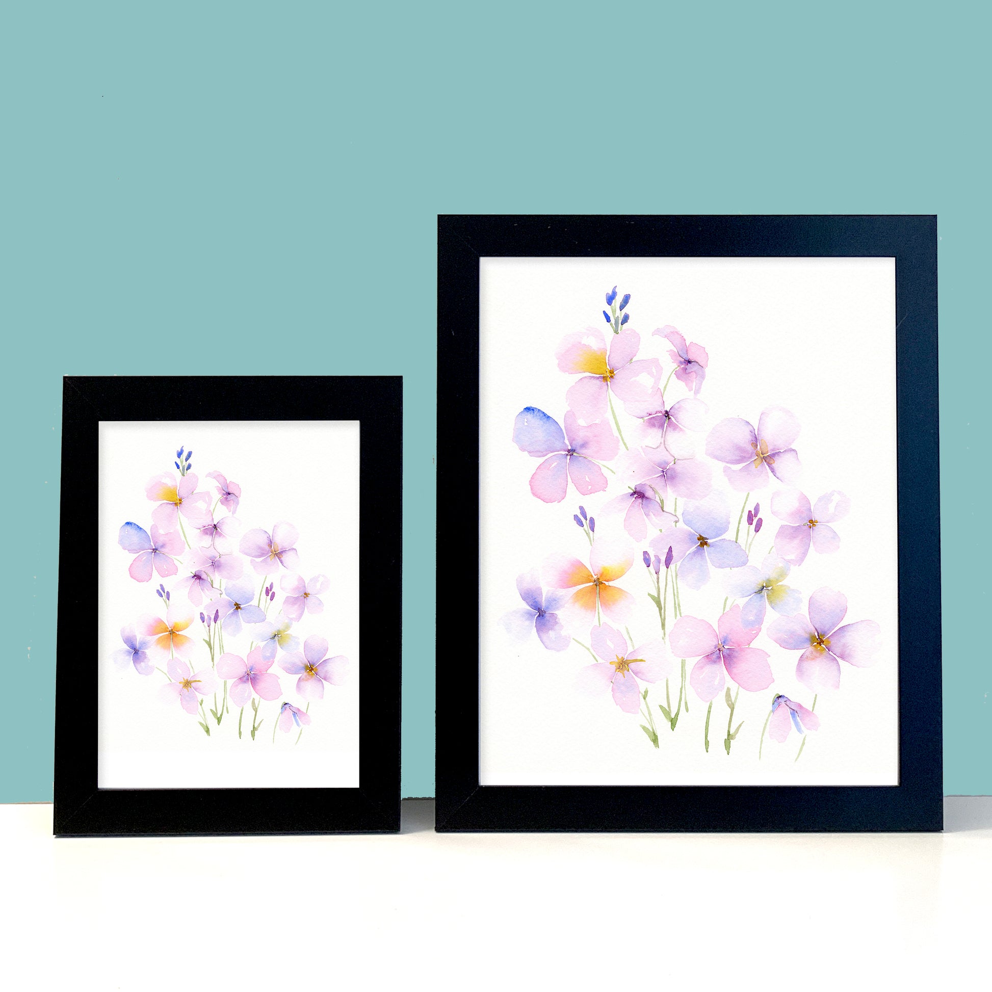 Pink and Purple Wildflower Watercolor Print - Flamingo Shores - Original Art for Home Decor and Gifts
