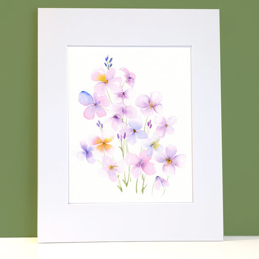 Pink and Purple Wildflower Watercolor Print - Flamingo Shores - Original Art for Home Decor and Gifts