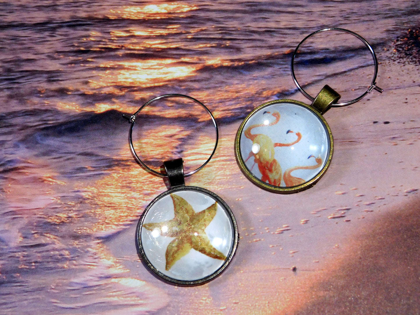 Wine Charms - Flamingo Shores - Original Art for Home Decor and Gifts